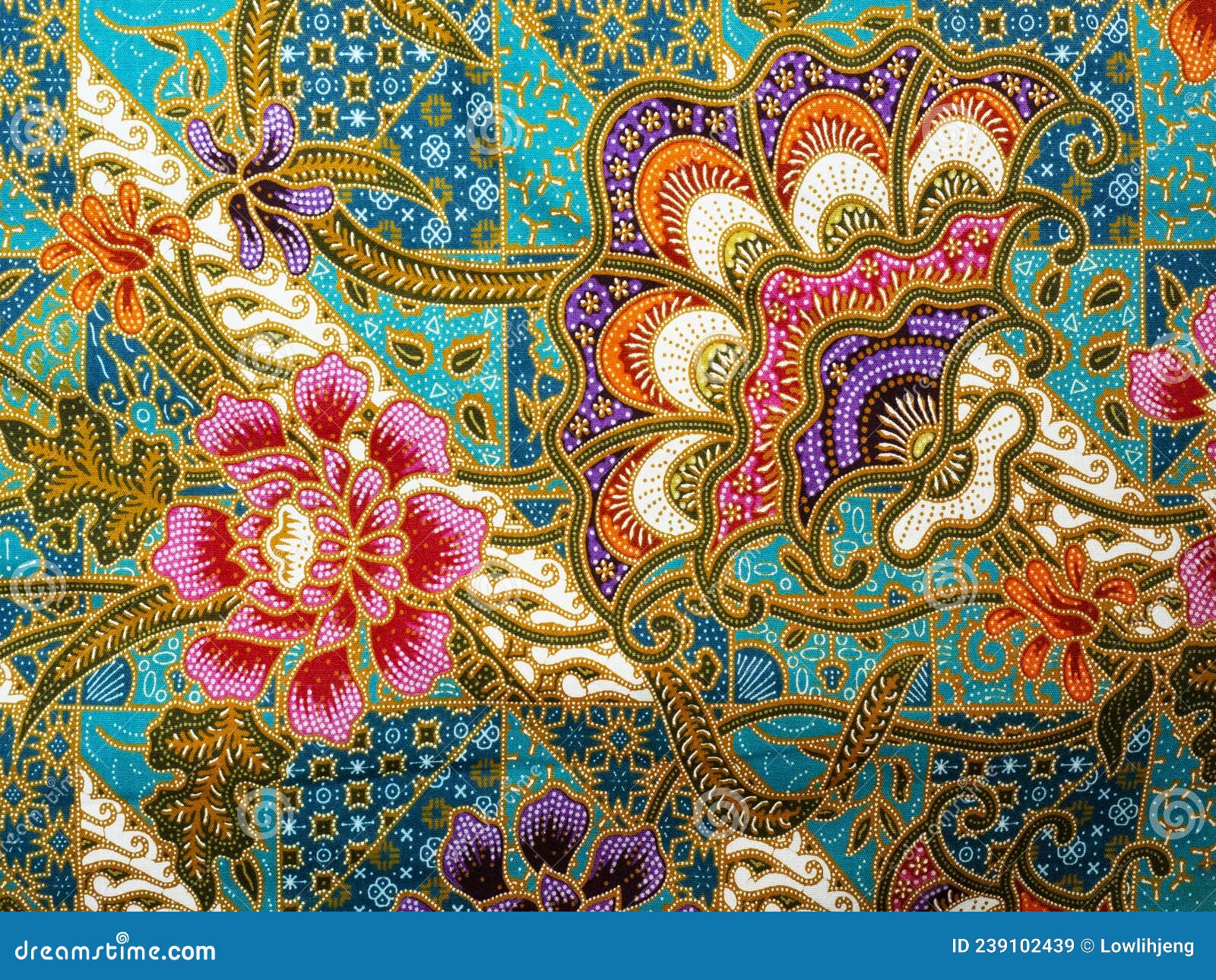 Colourful Flora Batik Pattern, Indonesia Stock Image - Image of leaf ...