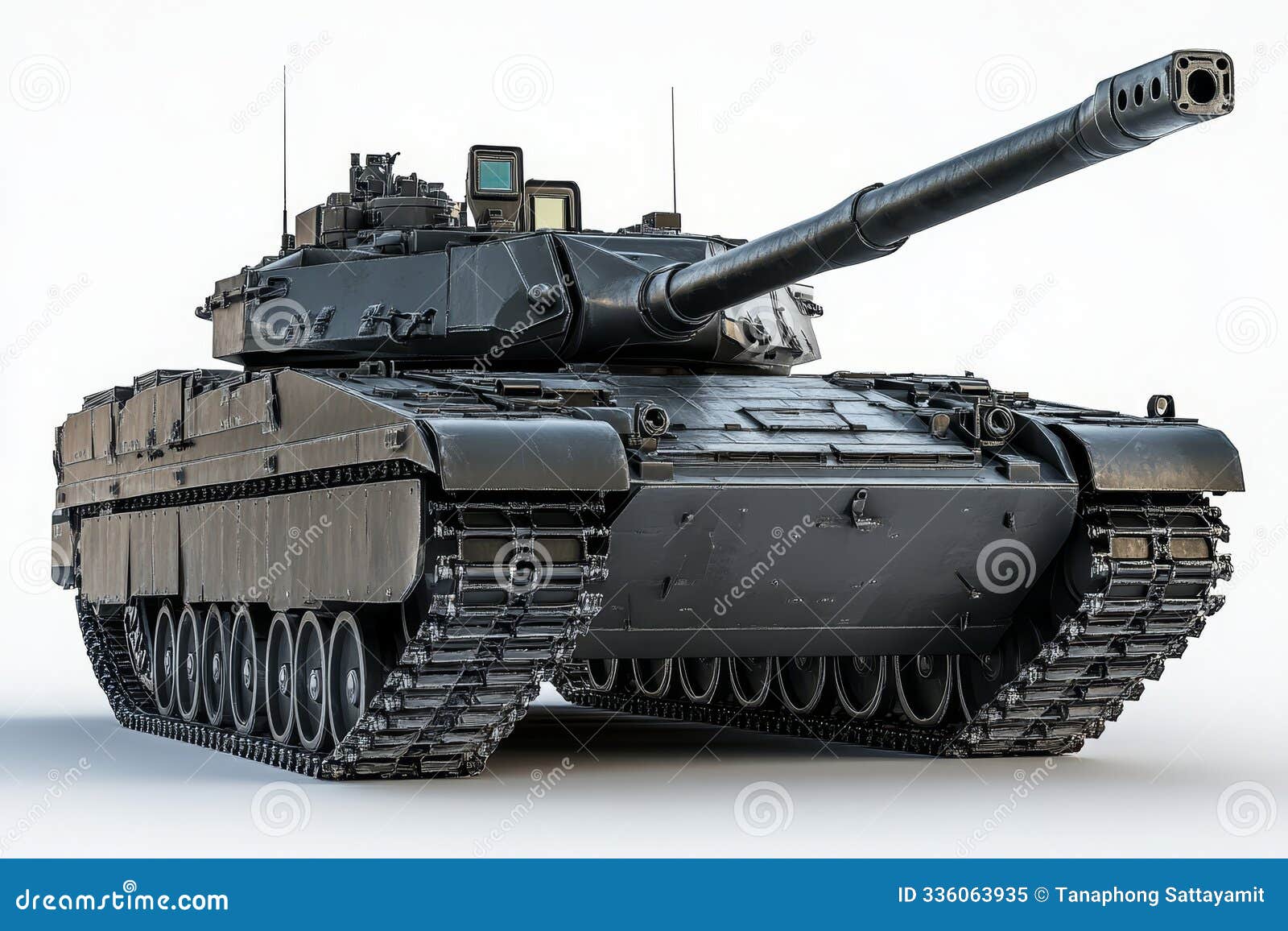 a detailed 3d rendering of a centurion tank  on a white background the tank is facing the viewer with its cannon pointed