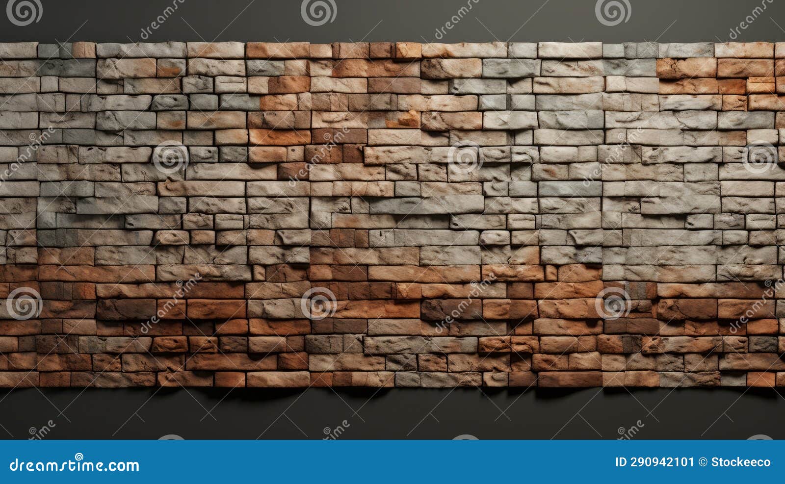3d Concrete Stone Wall with Light Orange and Dark Bronze Style Stock