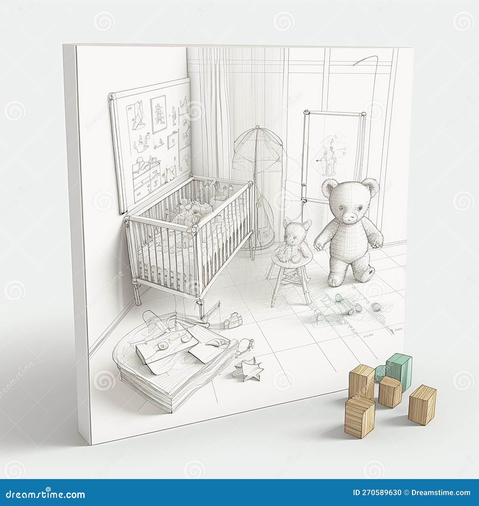 Childrens Kids Room Graphical Sketch Interior Stock Illustration 437839369   Shutterstock