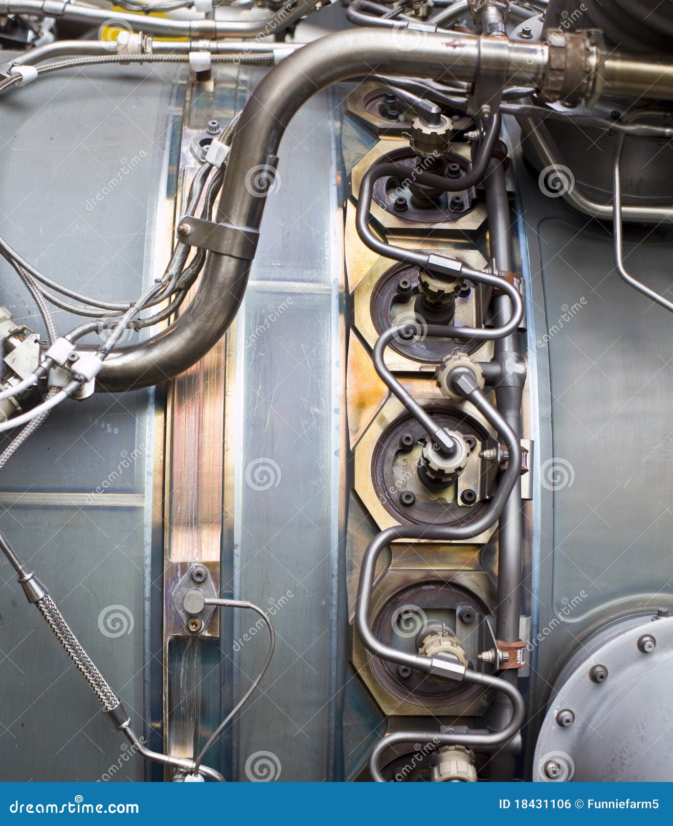 Detailed Exposure of a Turbine Jet Engine Parts. Stock Photo Image of