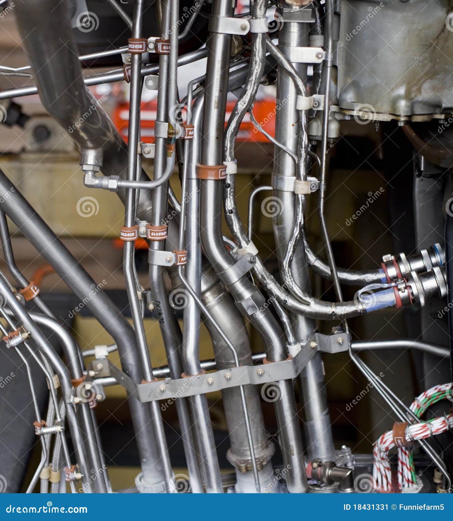 Detailed Exposure of a Turbine Jet Engine Parts. Stock Image Image of