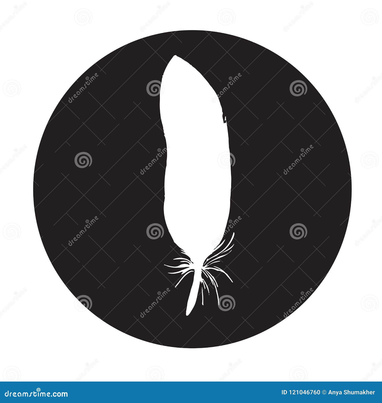 Download Detailed Feather Silhouette In A Black Circle. Laconic And ...