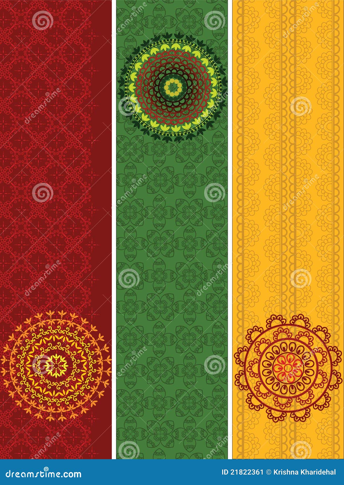 Detailed Henna Banners with Mandala Stock Illustration Illustration
