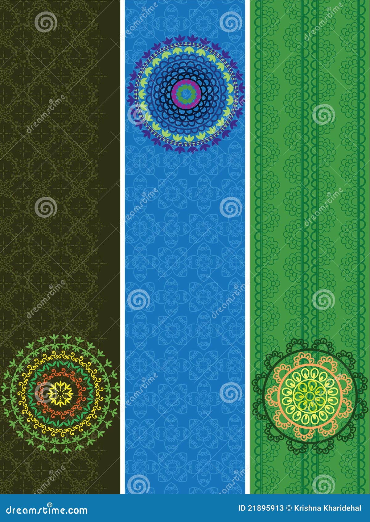 Detailed Henna Banners with Mandala Stock Illustration Illustration