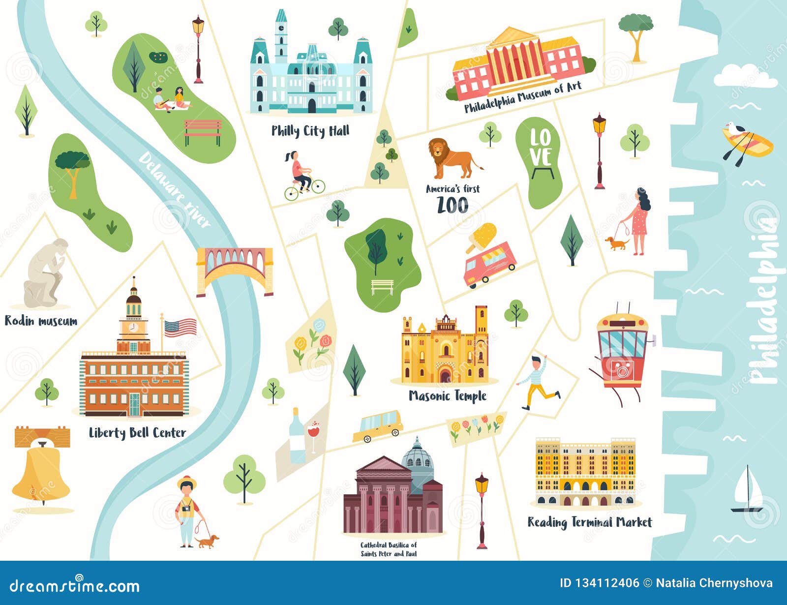 Downtown Philadelphia Map With Landmarks
