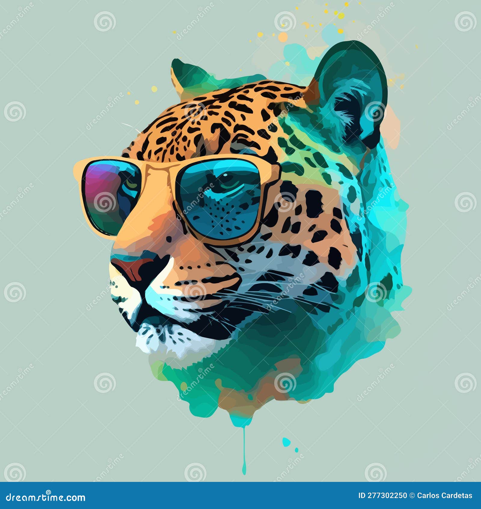 Detailed Illustration a Head of Jaguar Wearing Trendy Sunglasses Stock ...