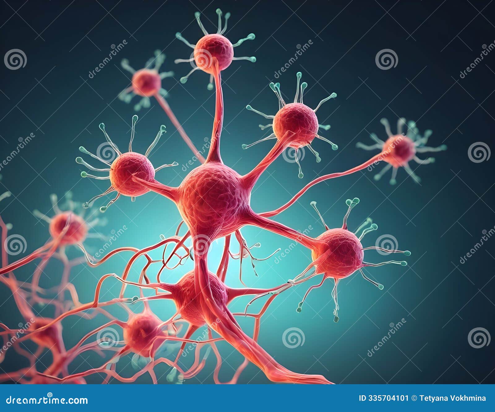 biology nerve cell with biomedicine concept, 3d rendering.background