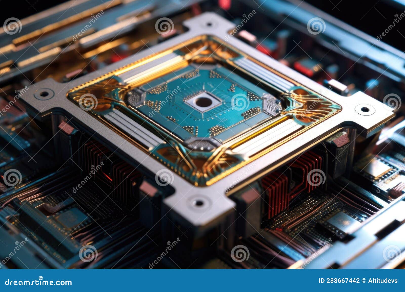 detailed image of a cpu die on a motherboard
