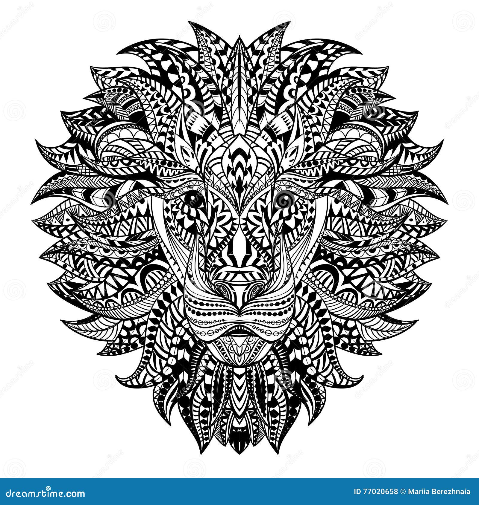 Detailed Lion in Aztec Style. Patterned Head on Background. African Indian Totem Tattoo Design. Vector Stock Vector - Illustration of nature, decorative: 77020658