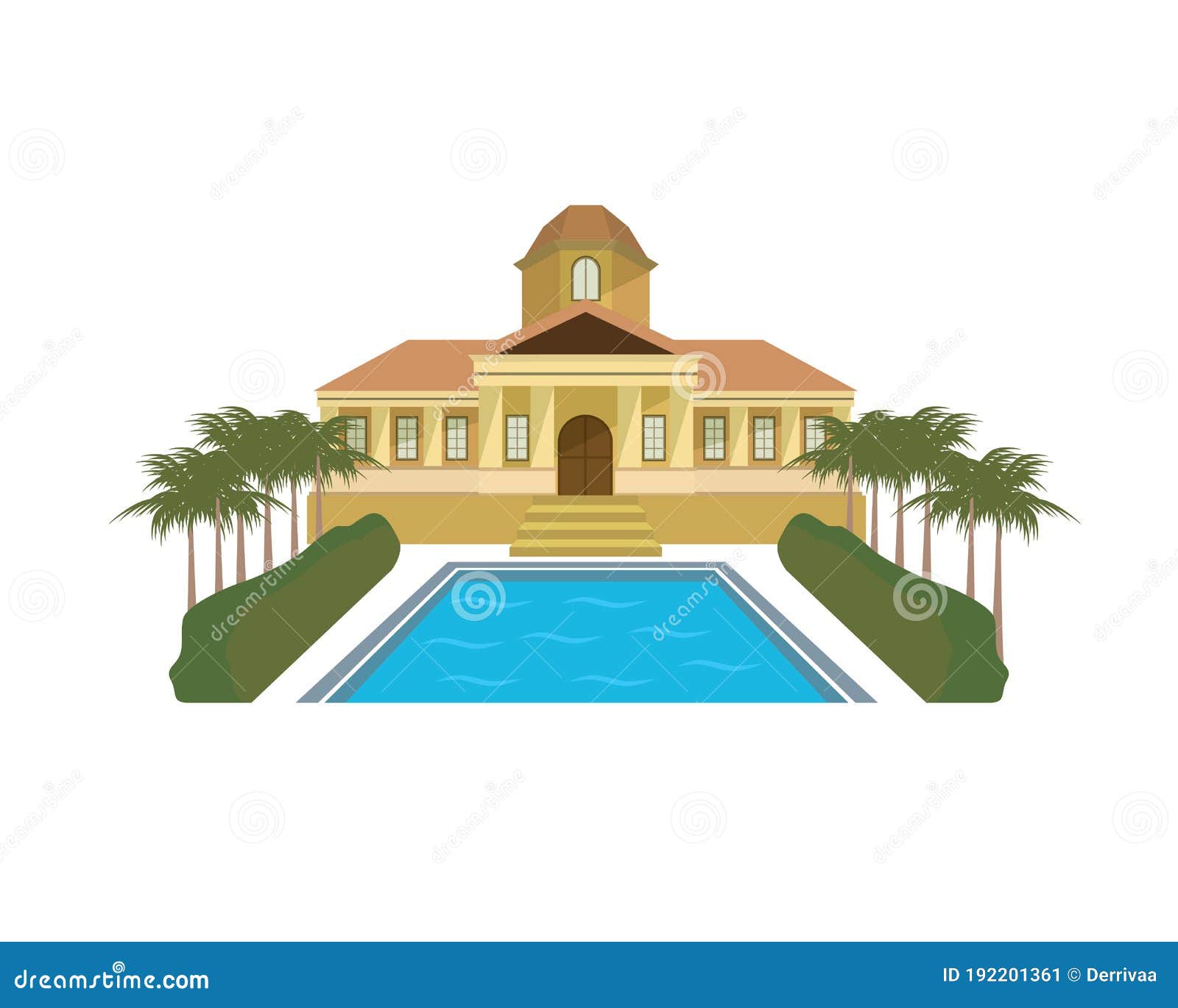 Detailed Mansion and Luxury House Illustration Stock Vector