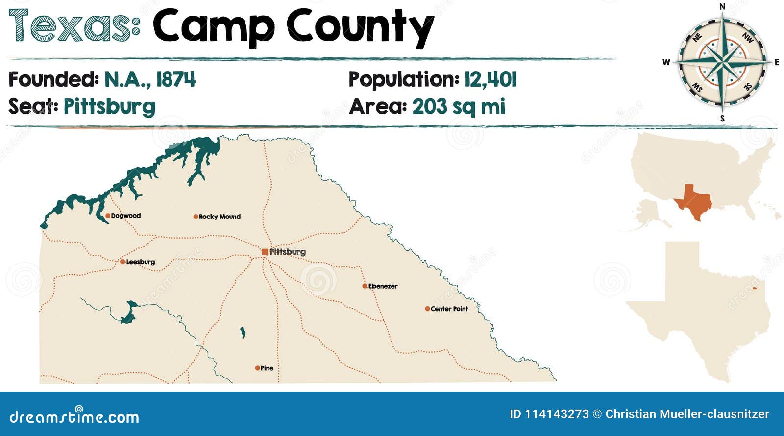 Map of Camp County in Texas Stock Vector Illustration of federal