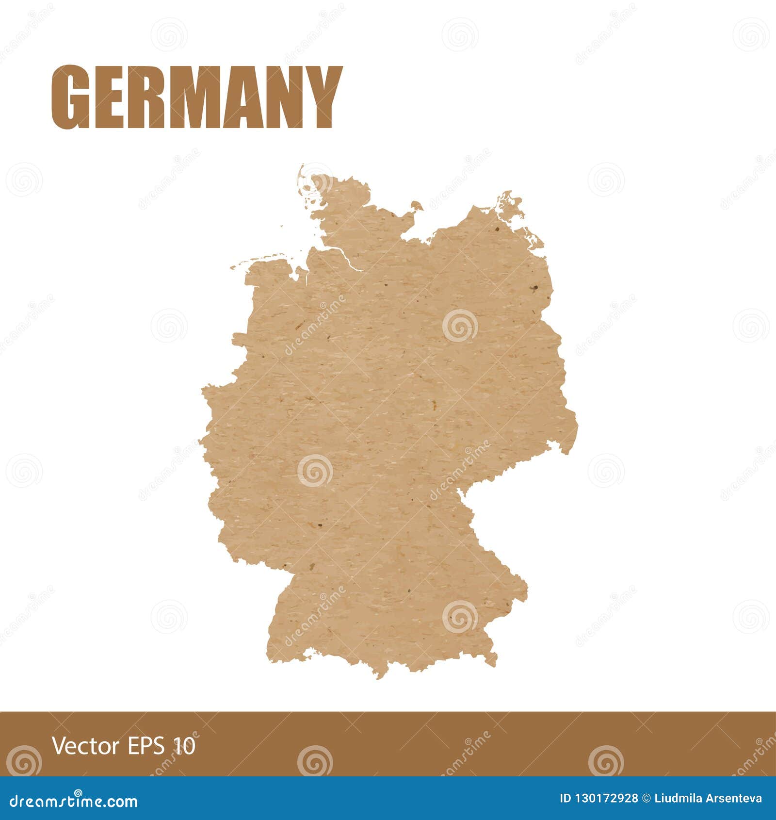 Detailed Map of Germany Cut Out of Craft Paper Stock Vector