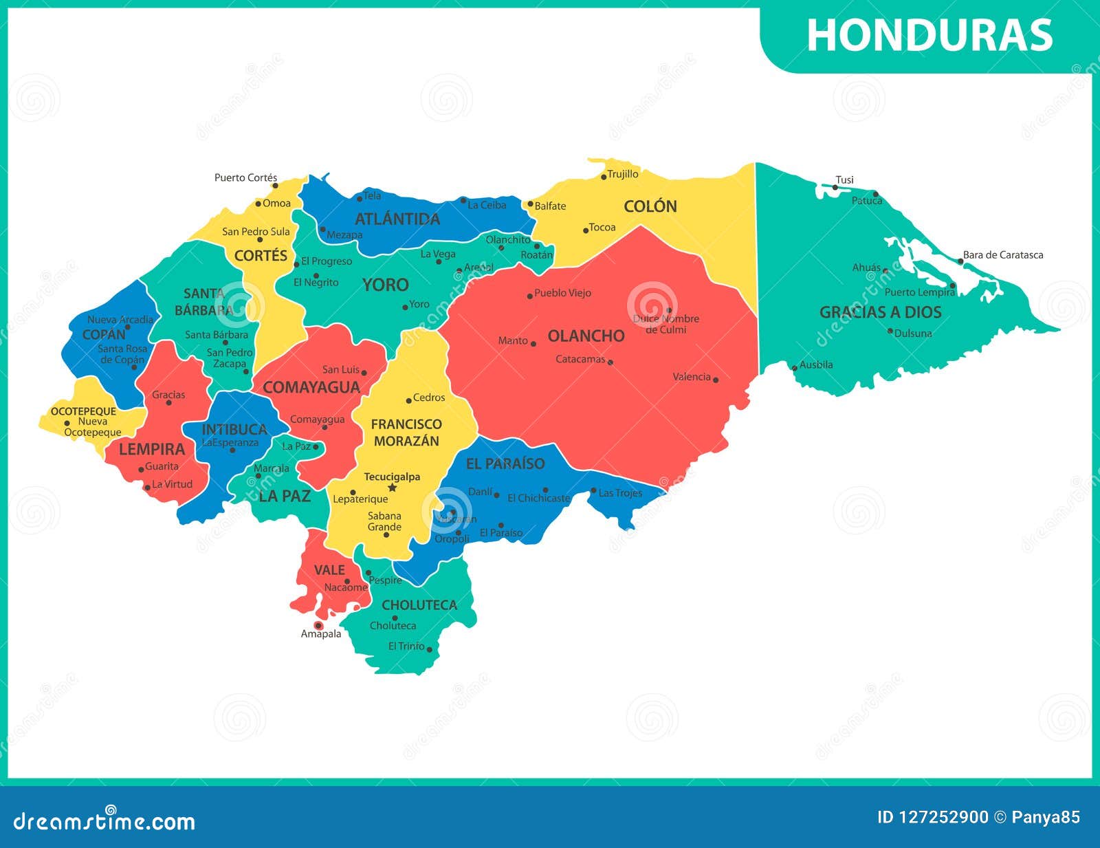 Honduras Capital Map Draweo