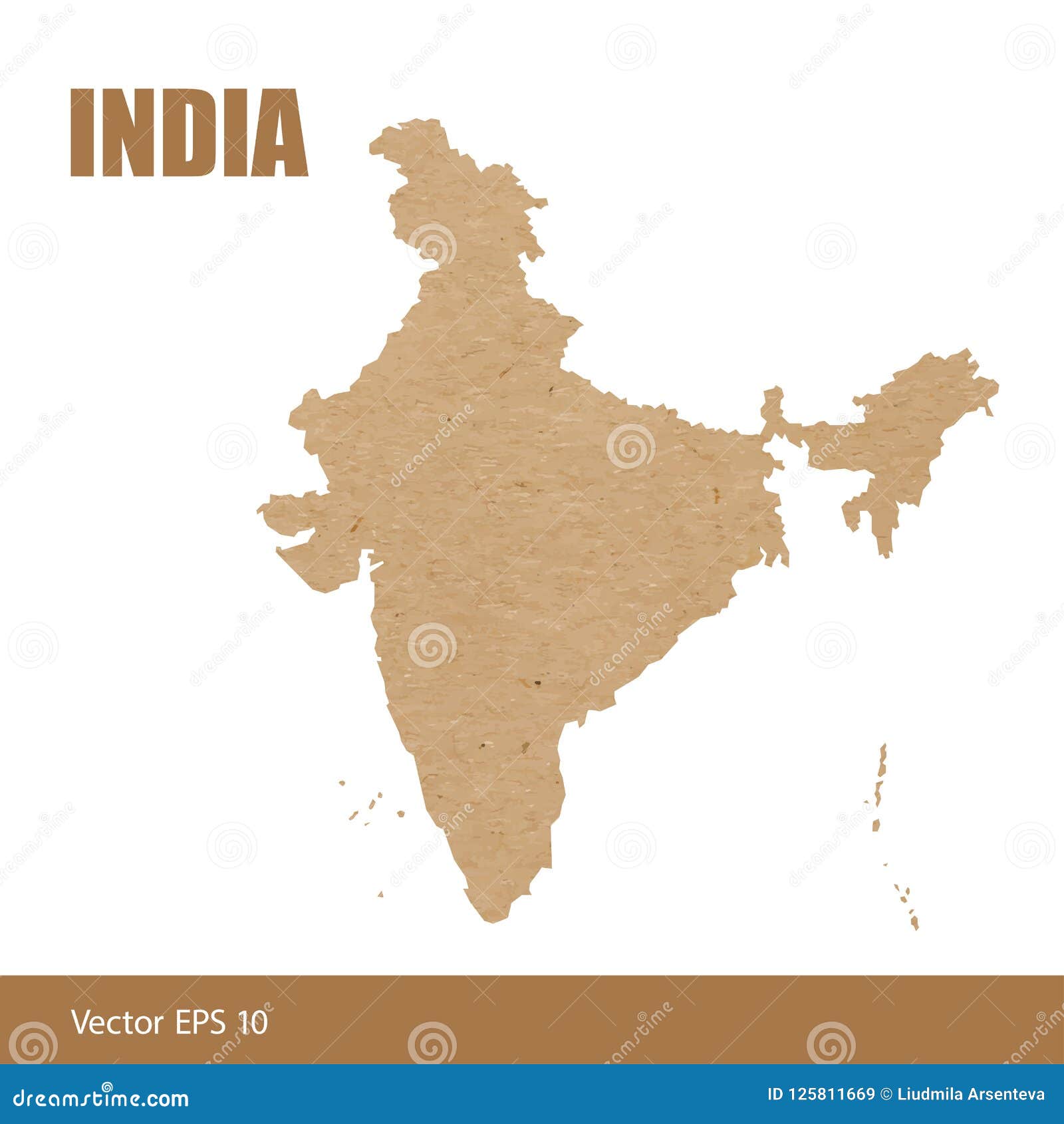 Detailed Map of India Cut Out of Craft Paper Stock Vector ...