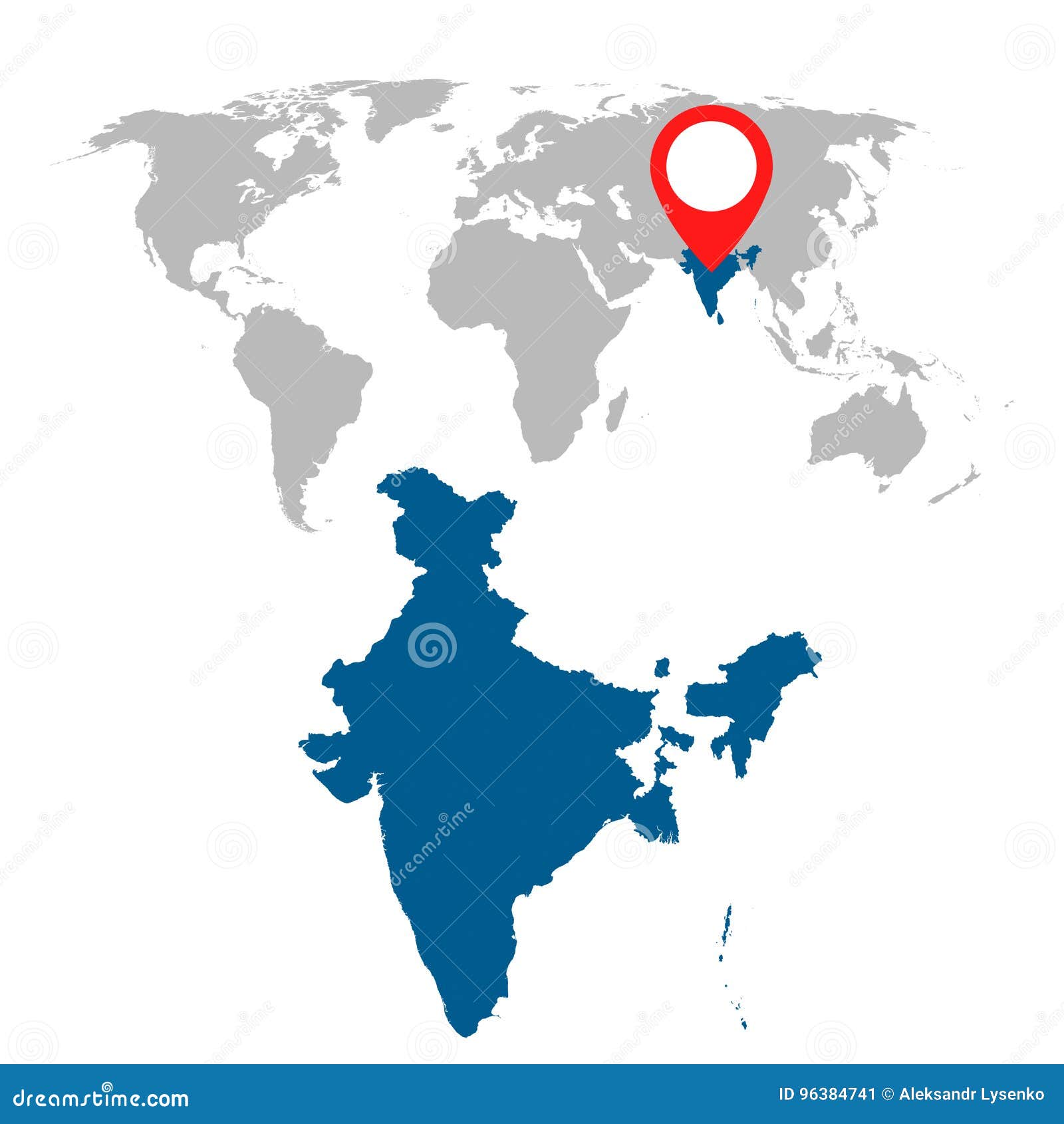 Detailed Map of India and World Map Navigation Set. Flat Vector Stock