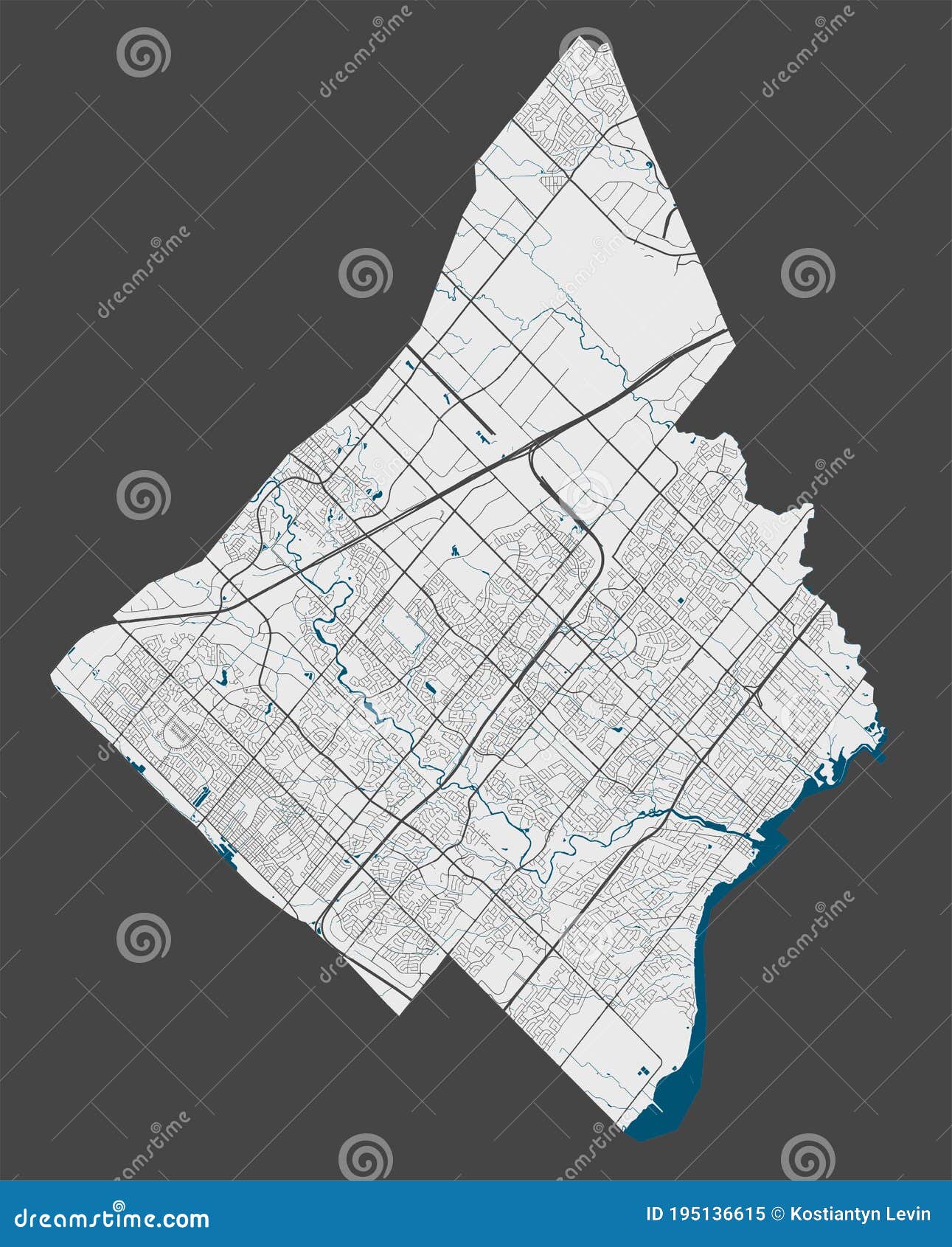 Detailed Map Mississauga City Cityscape Royalty Free Vector Illustration Mississauga Map Detailed Map Mississauga City 195136615 