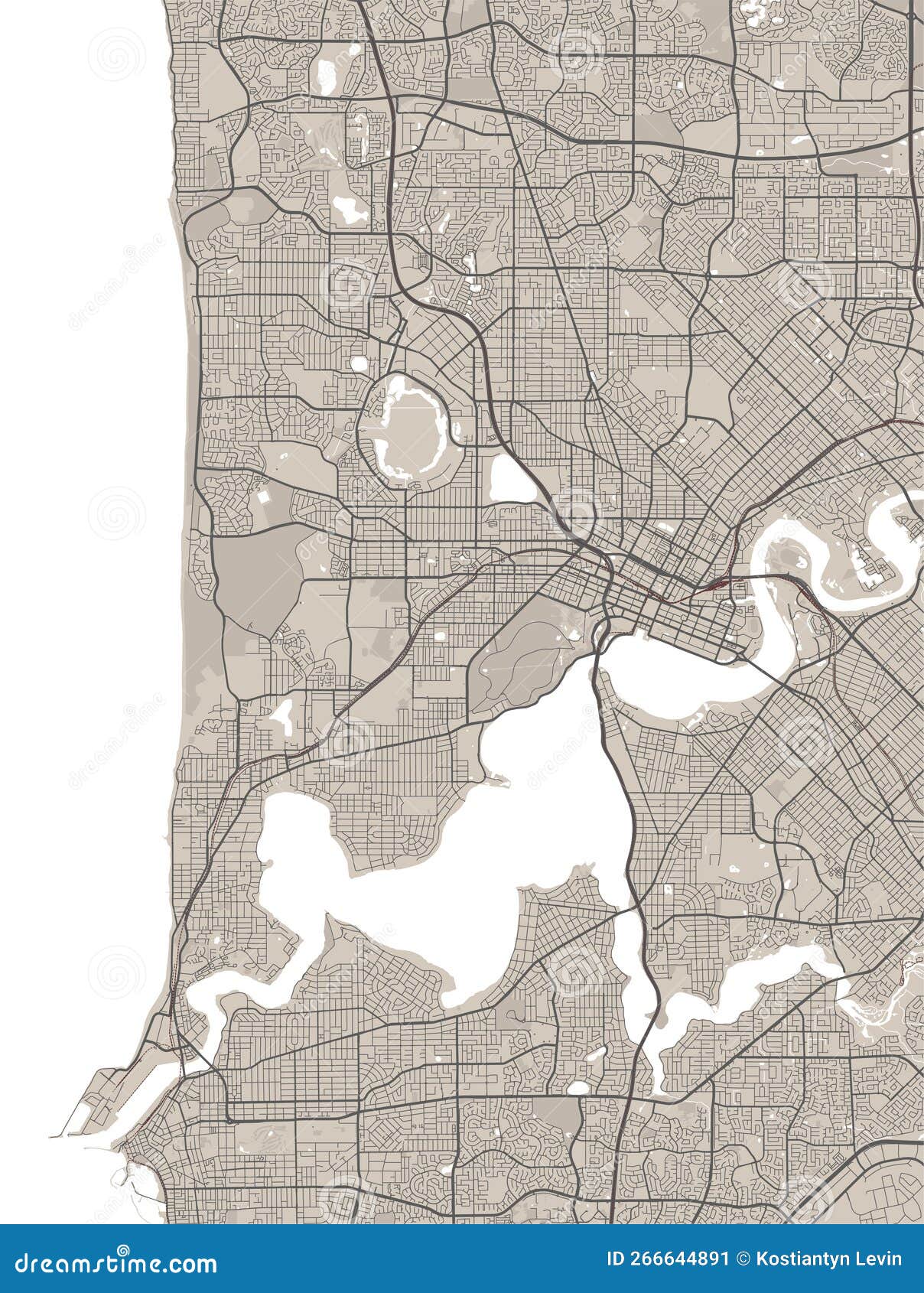 Detailed Map Of Perth City Linear Print Map Cityscape Panorama Stock detailed-map-of-perth-city-linear-print-map-cityscape-panorama-stock
