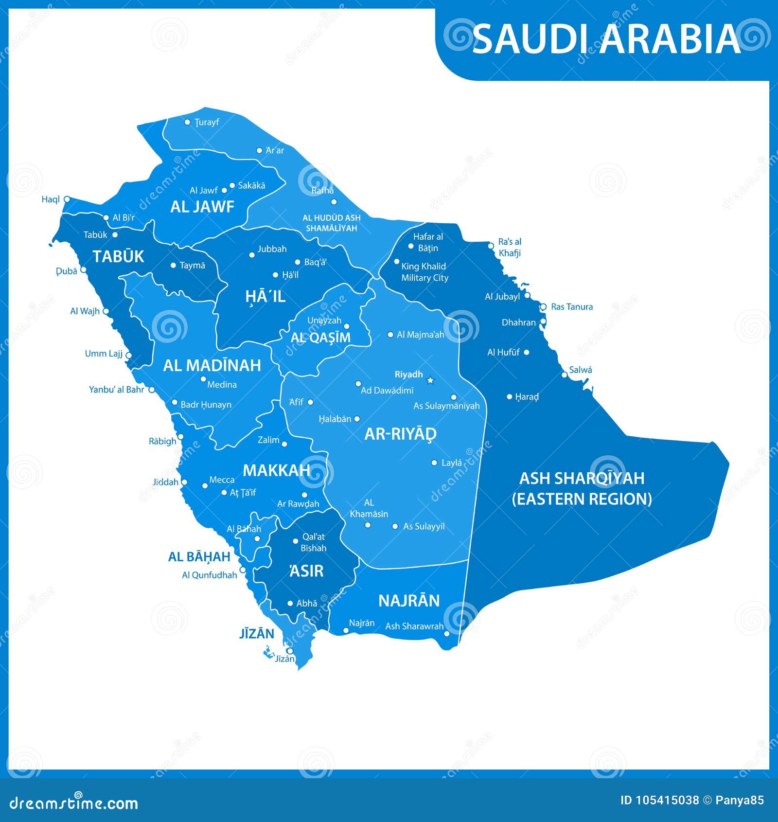 the detailed map of the saudi arabia with regions or states and cities, capitals