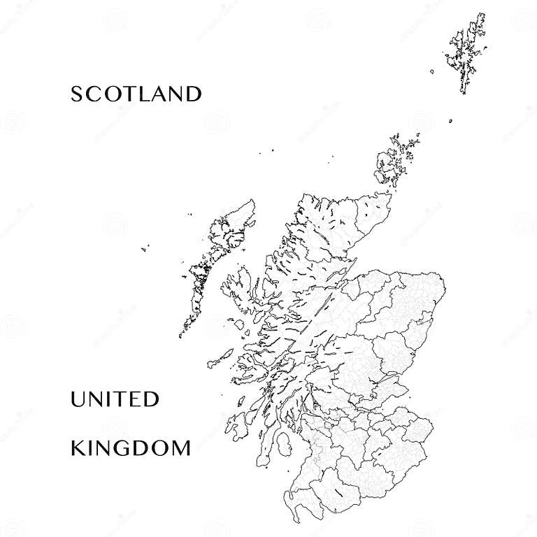 Administrative Map of Scotland, United Kingdom with Communities, Councils and Lieutenancy Areas 