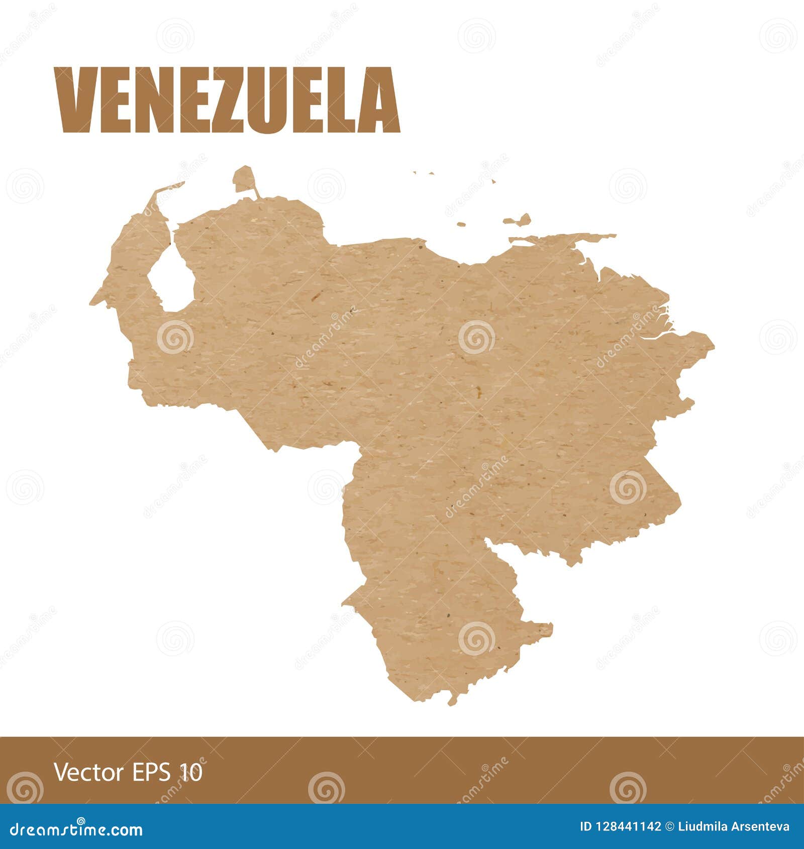 Detailed Map Of Venezuela Cut Out Of Craft Paper Stock Vector