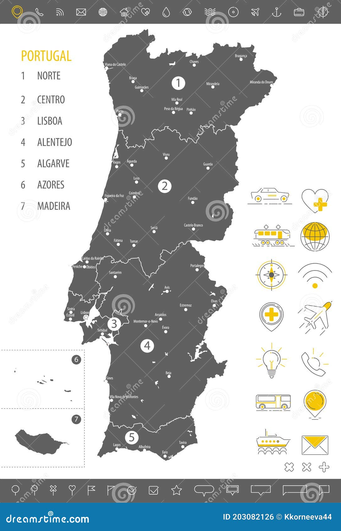 Algarve Portugal Map In Grey Royalty Free SVG, Cliparts, Vectors