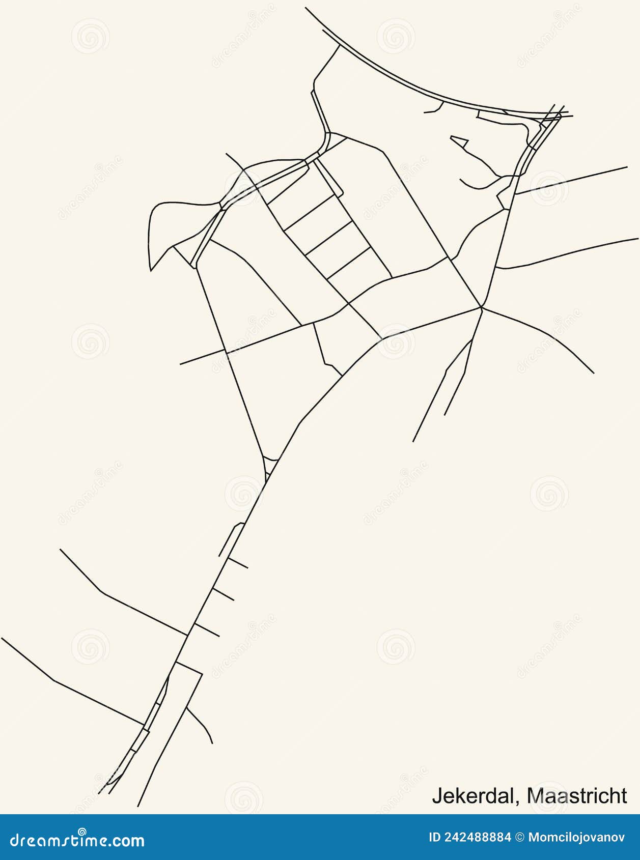 street roads map of the jekerdal neighborhood, maastricht