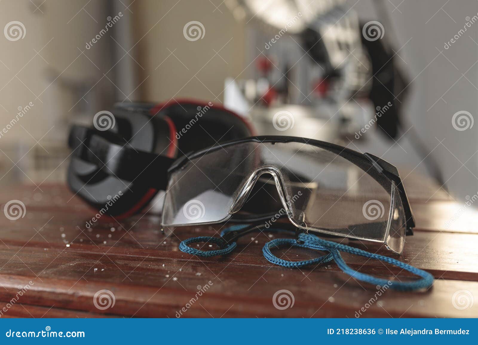Detailed Plan of Work Safety Items. Safety Glasses and Safety Ear Muffs Stock Photo Image of