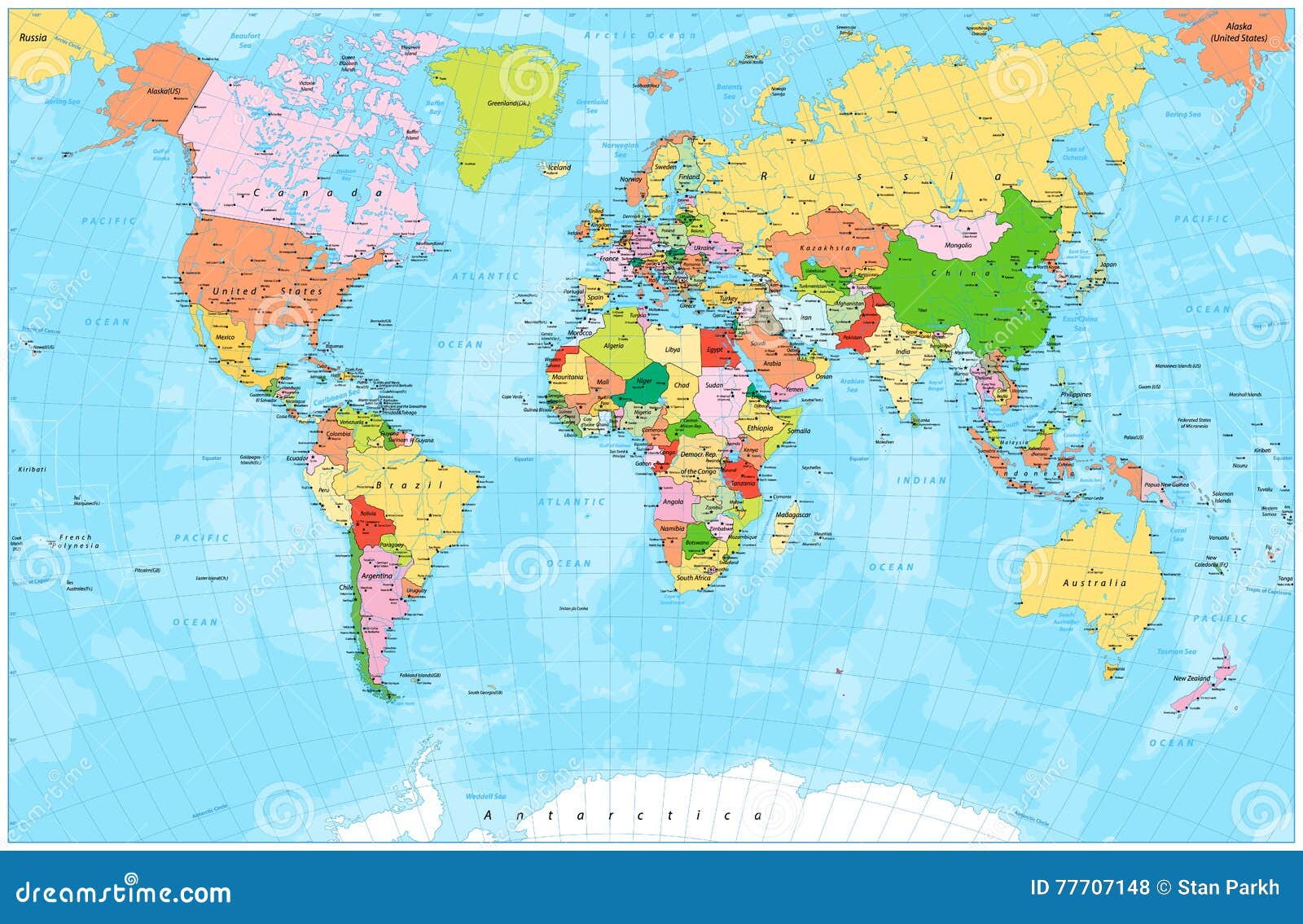 detailed political world map with capitals, rivers and lakes