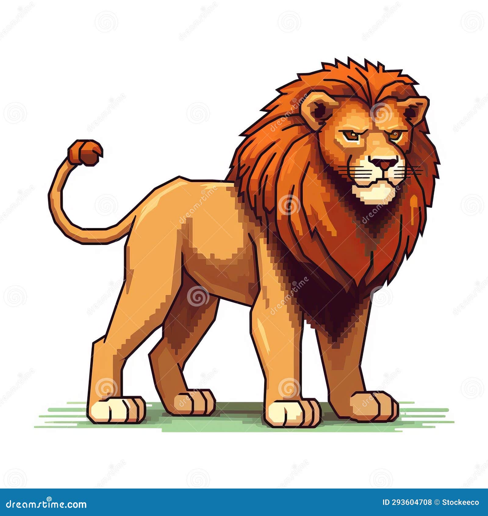 detailed realism: mythological lion in pixel art style
