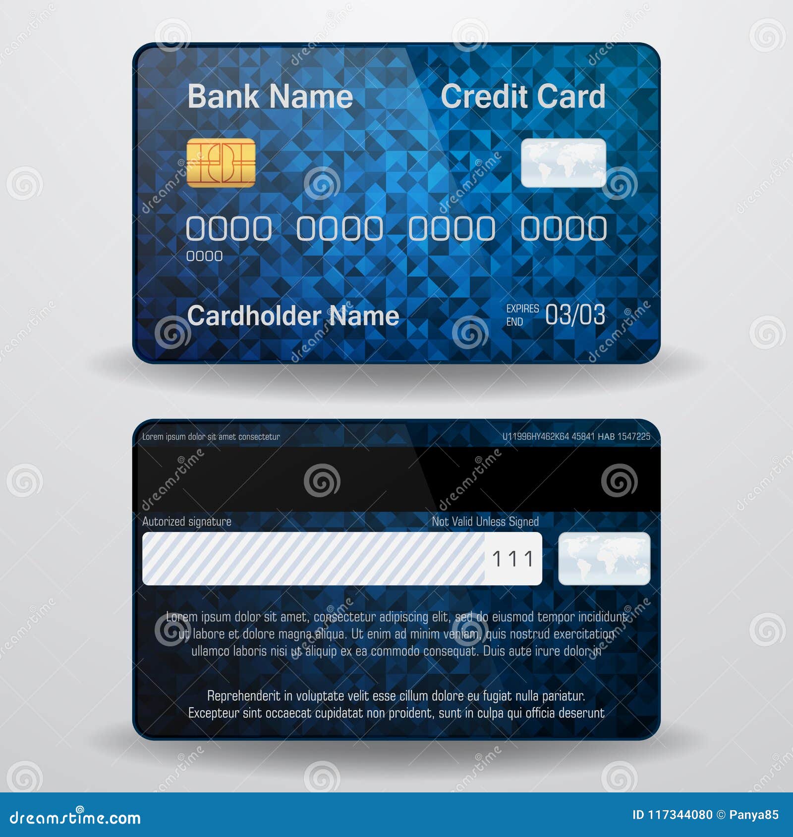 Detailed Realistic Vector Credit Card. Front and Back Side Stock Vector ...