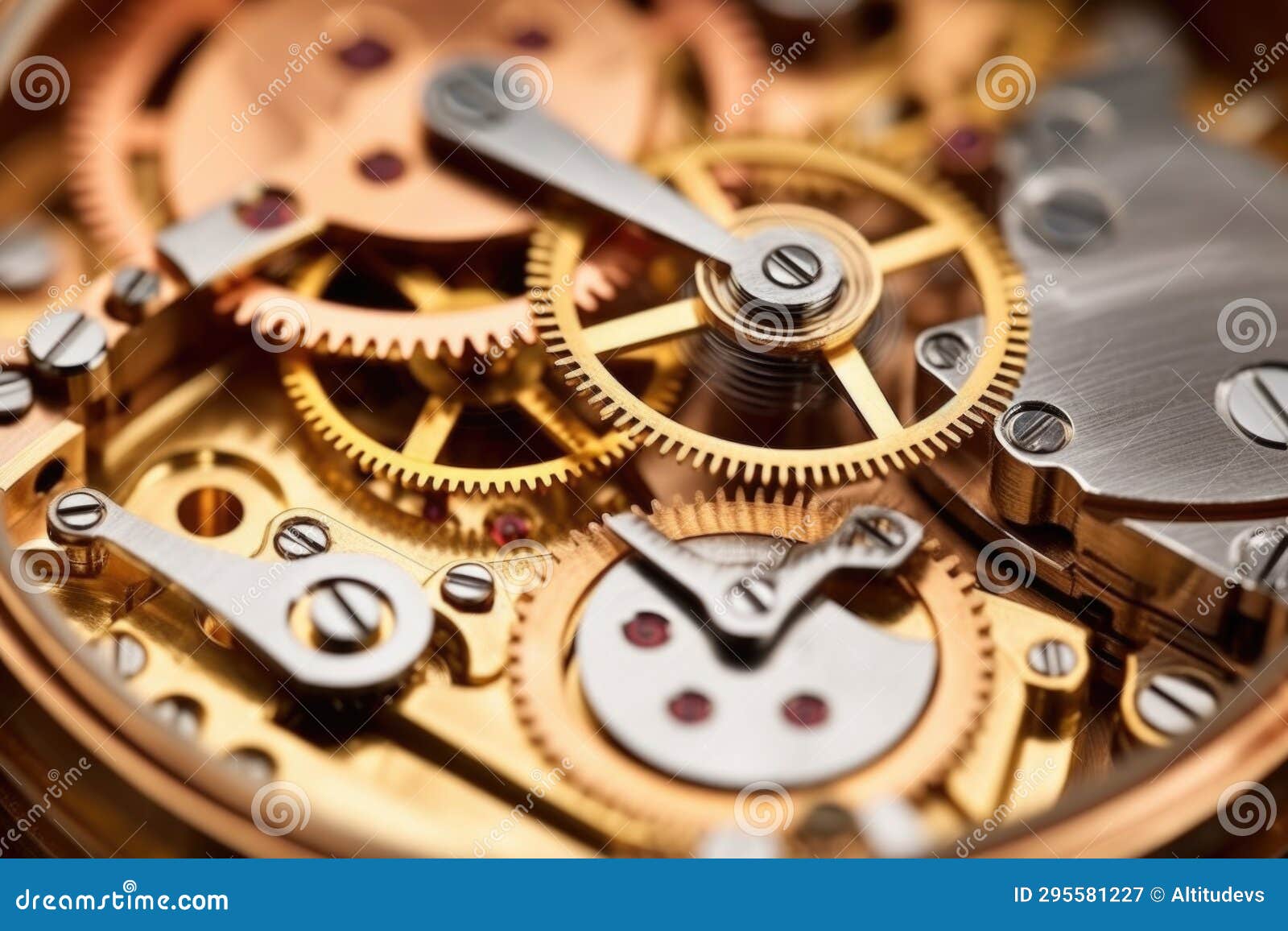 Detailed Shot of Automatic Watch Gears Meshing Together Stock Image