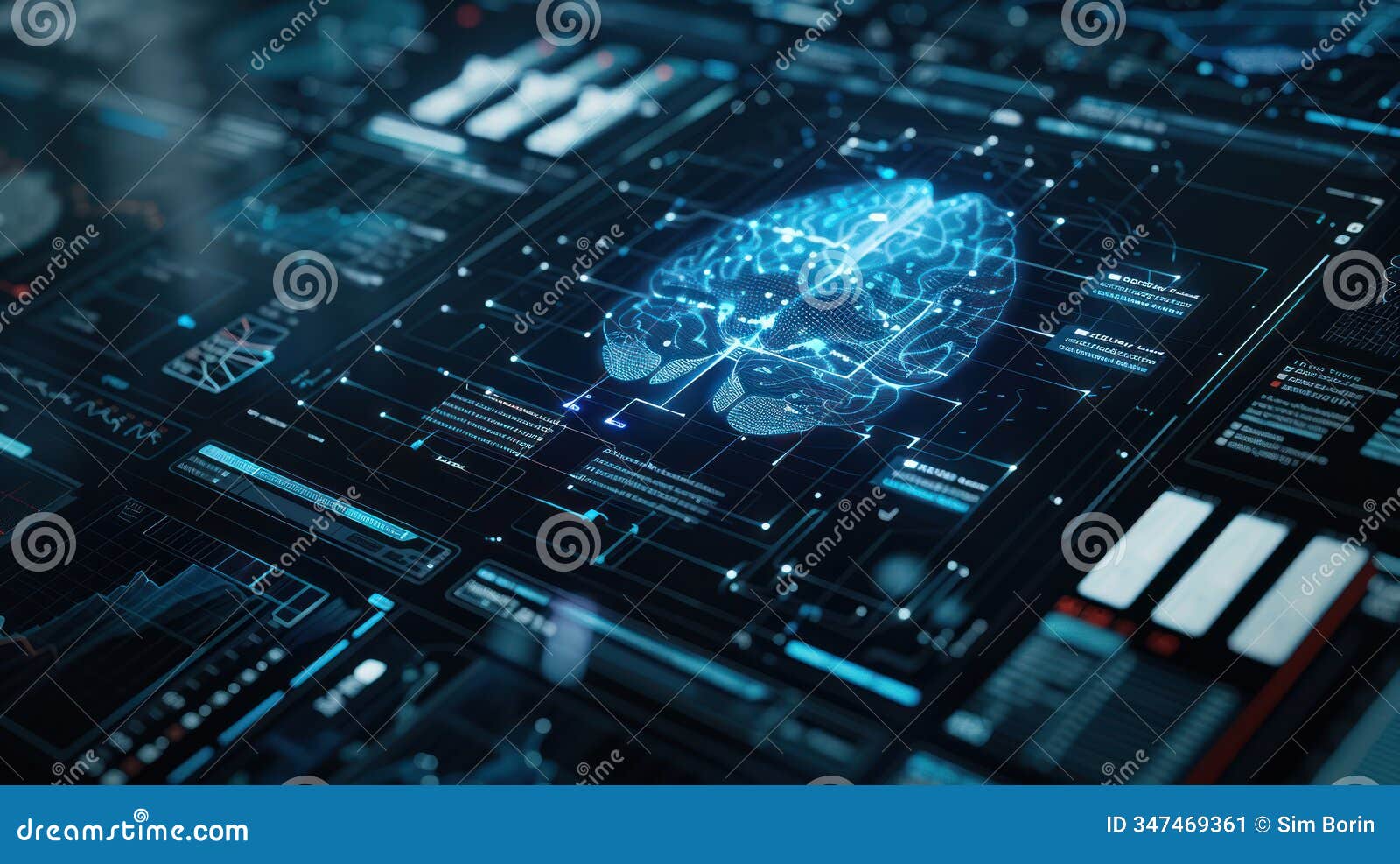 detailed shot of a digital interface displaying brain mapping data