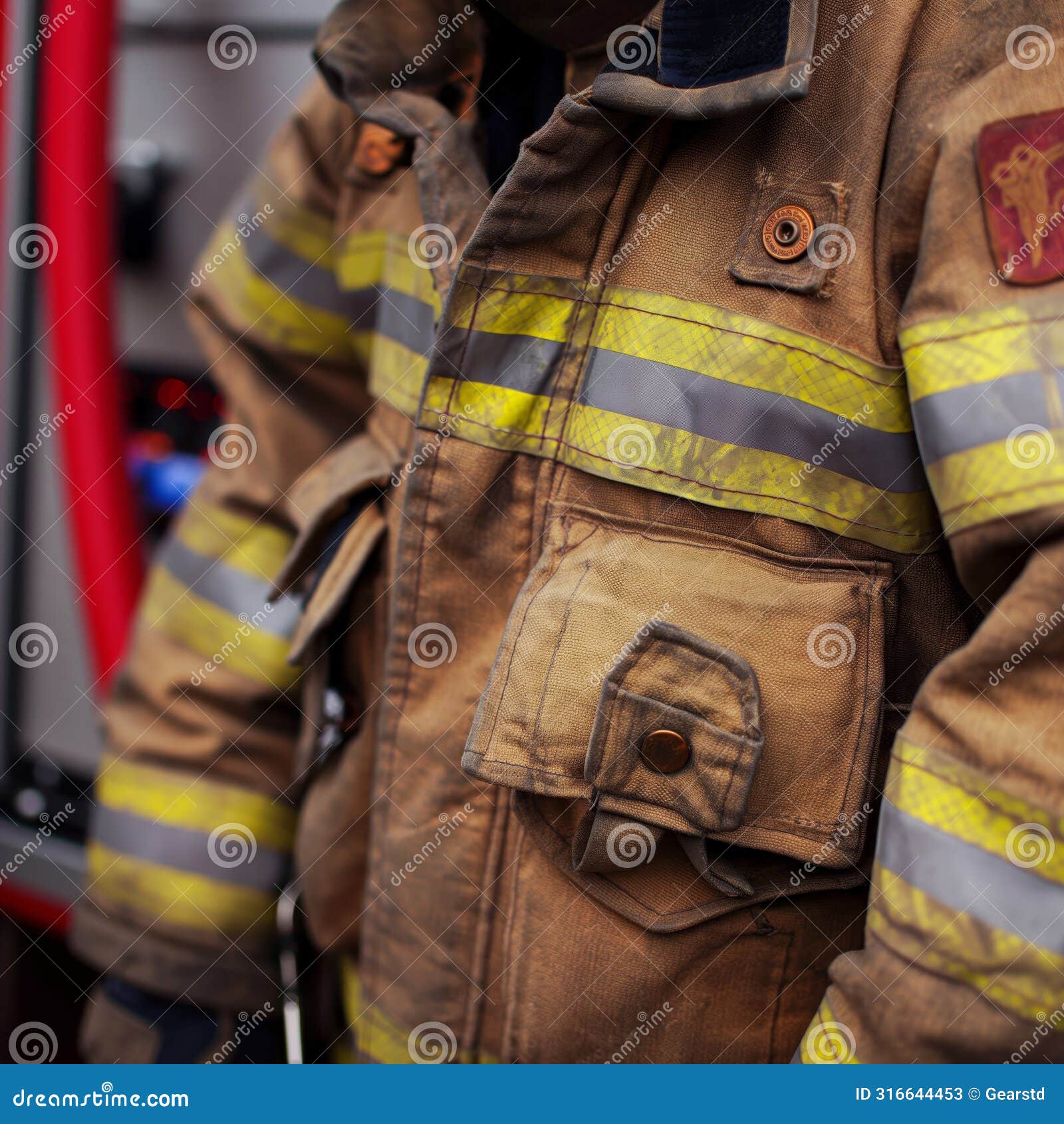 detailed shot of firefighter& x27;s uniform