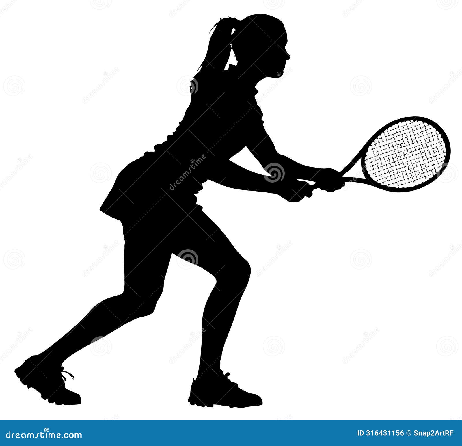 Detailed Sport Silhouette - Female or Woman Tennis Player Anticipation