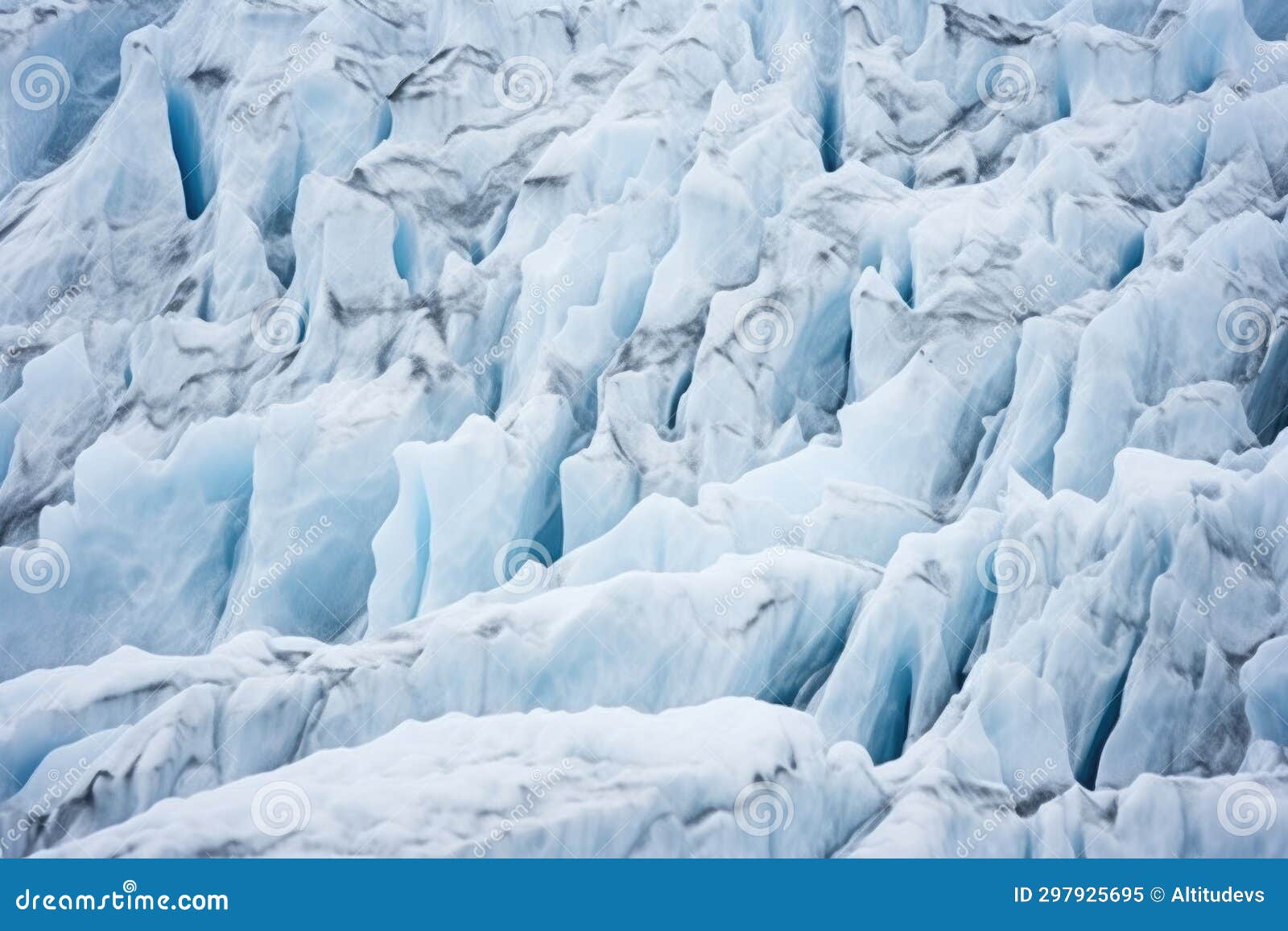 detailed textures of the ice on a crevassed glacier