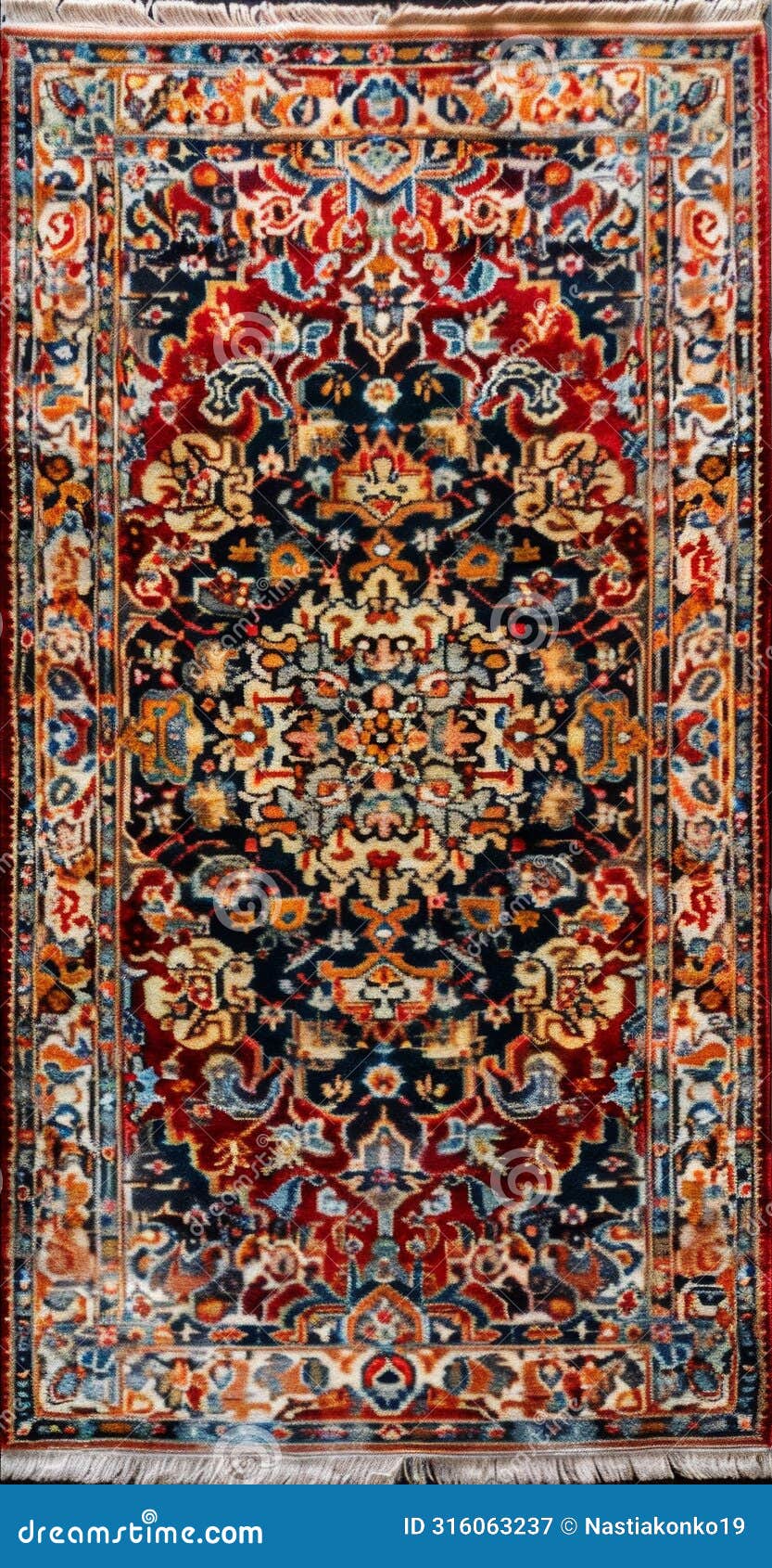 detailed traditional handwoven oriental rug with intricate patterns
