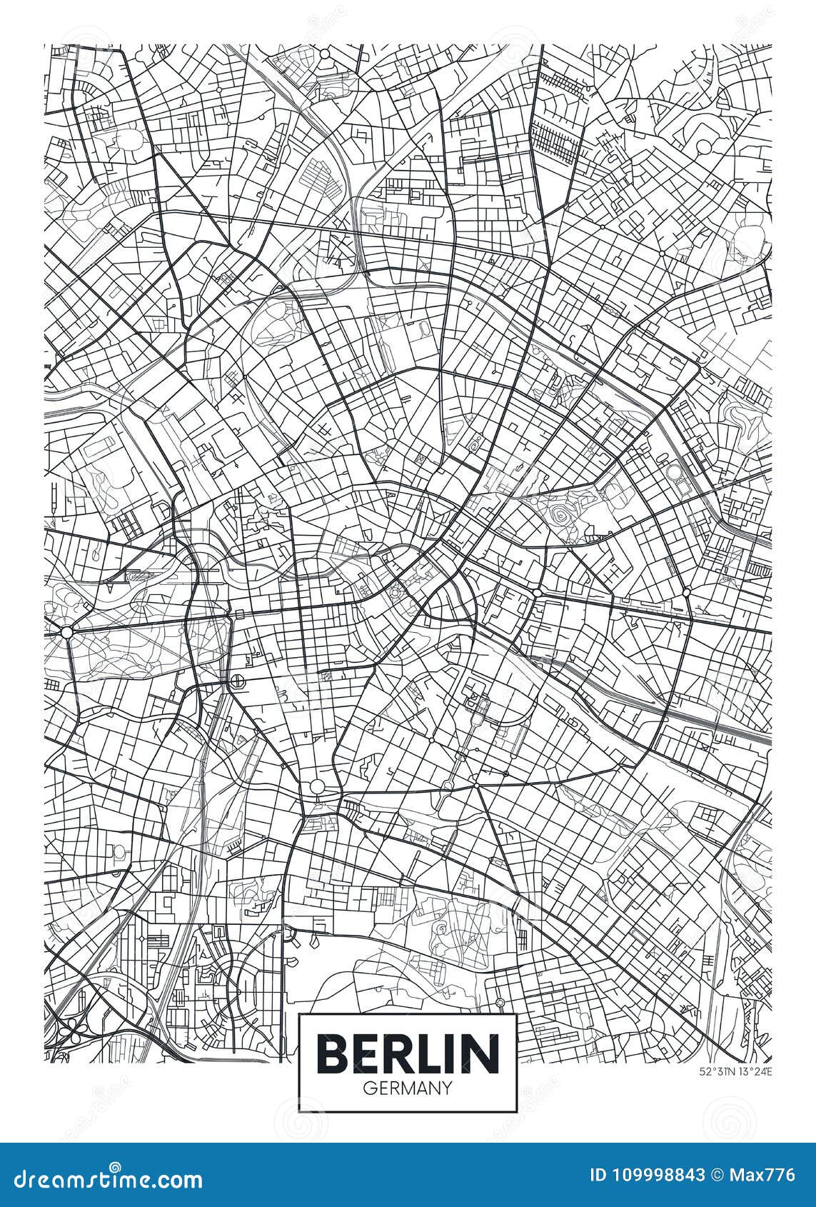 detailed  poster city map berlin