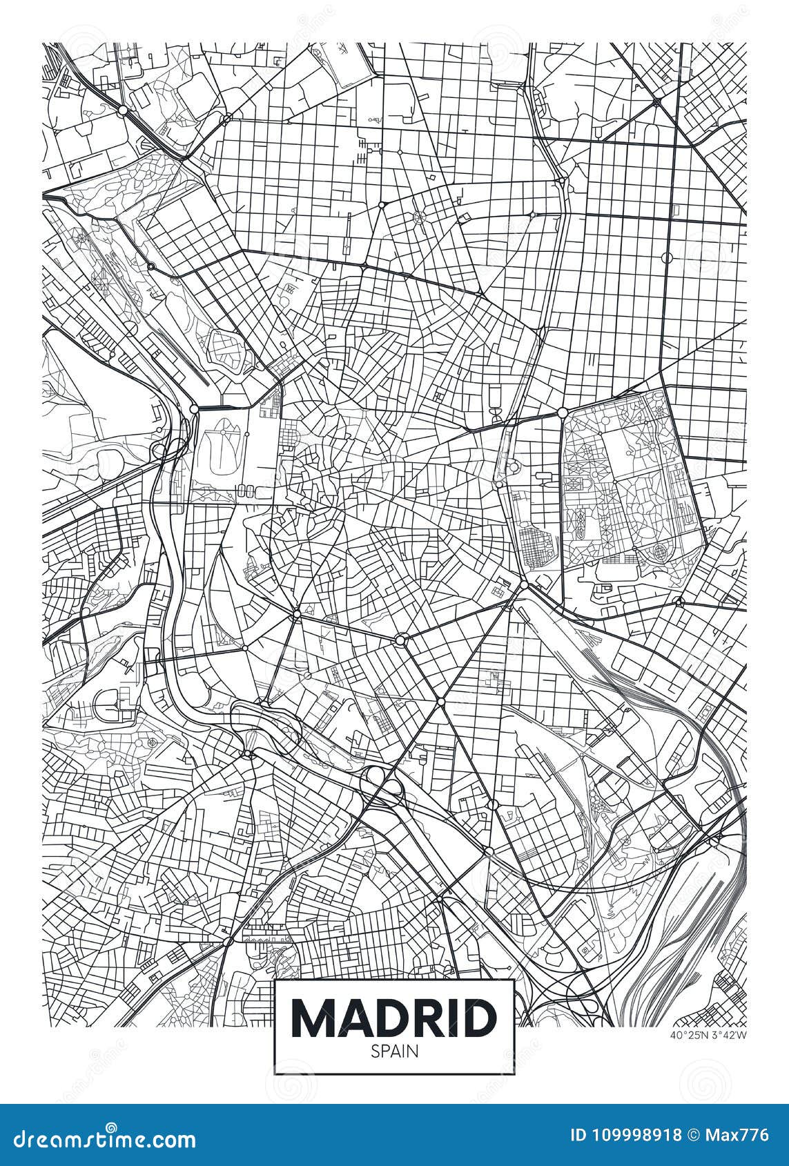 detailed  poster city map madrid