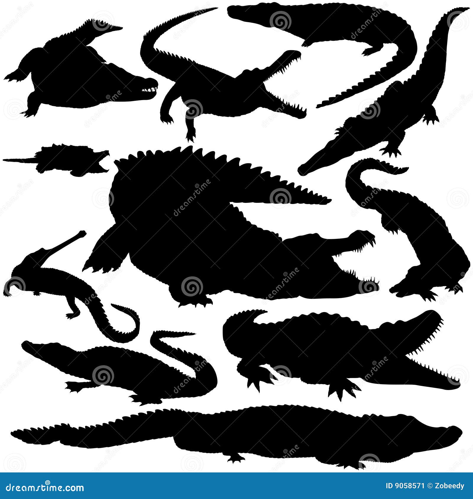 detailed al crocodile silhouettes