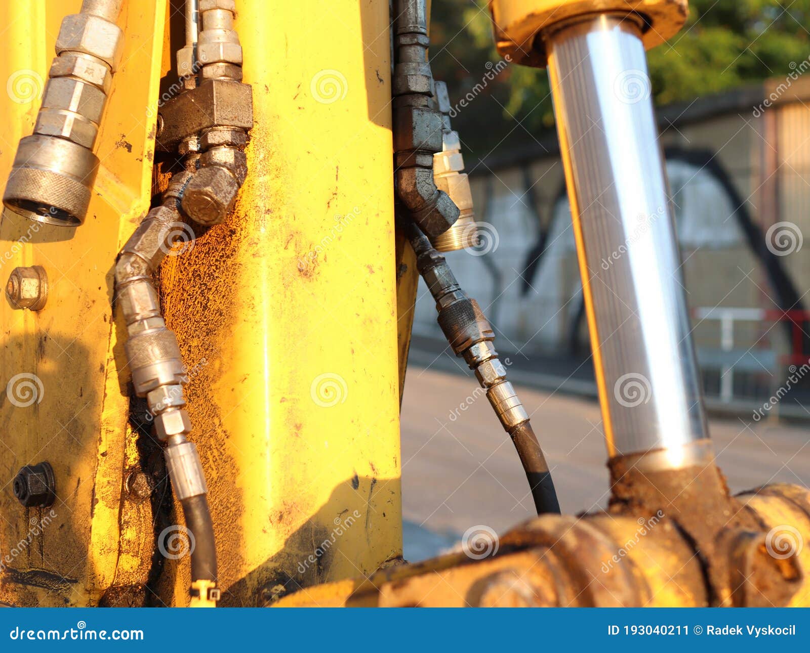 Detailed View of the Excavator Hydraulic System Stock Image Image of