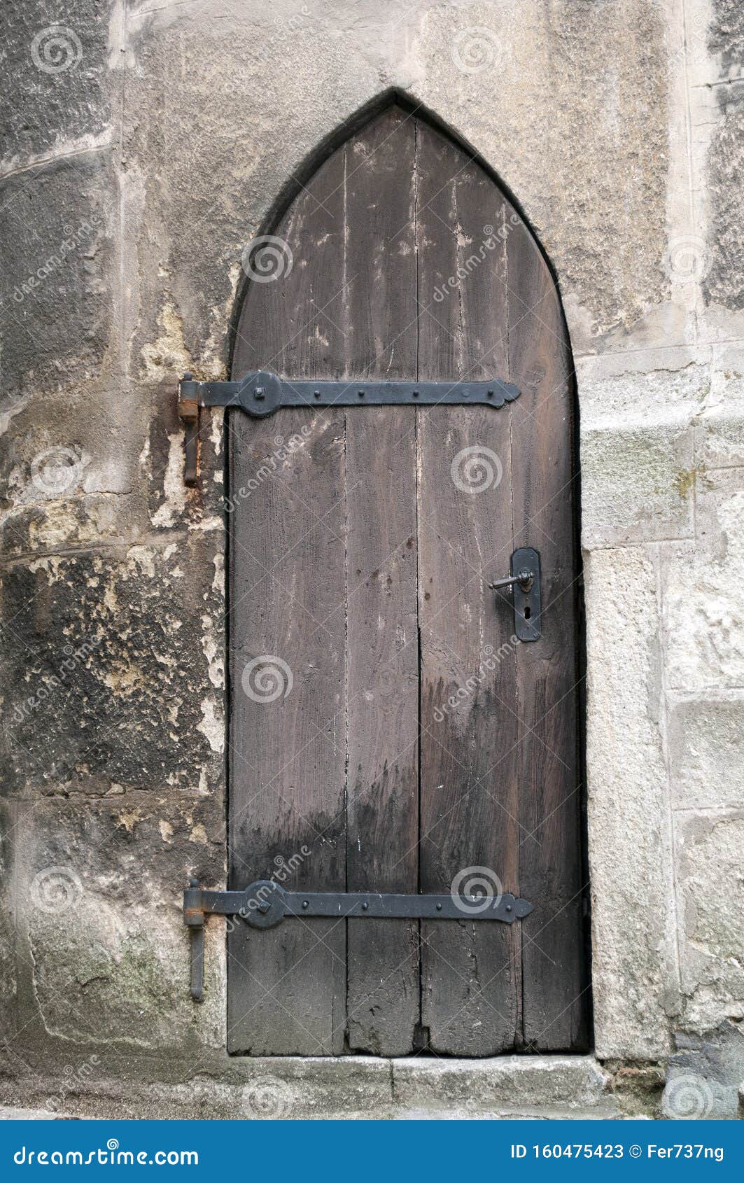 Detailed View of a Medieval Gothic Castle Door. Stock Image - Image of