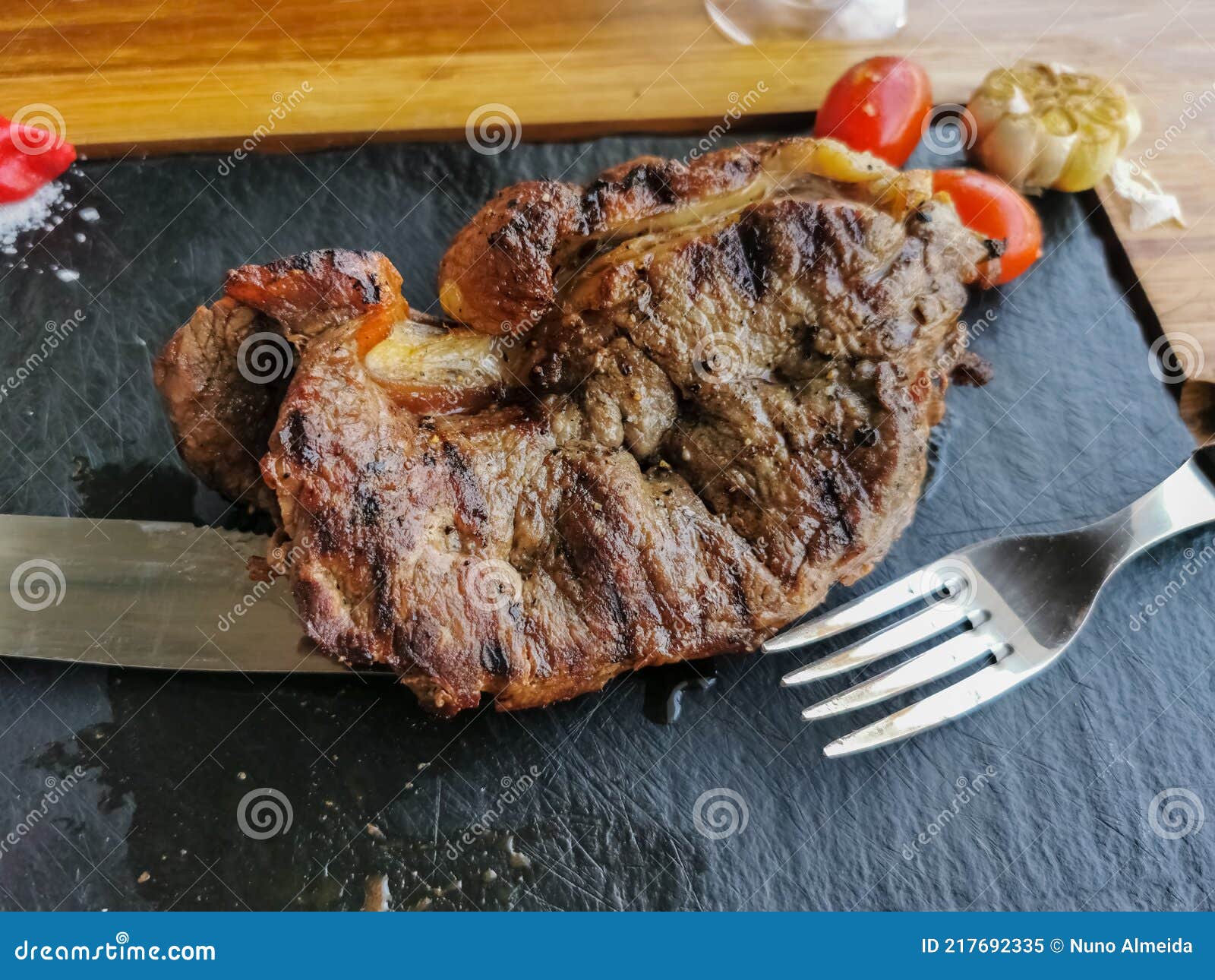 Detailed View of a Sliced Portion Beef on Fork, Grilled Beef Steak with