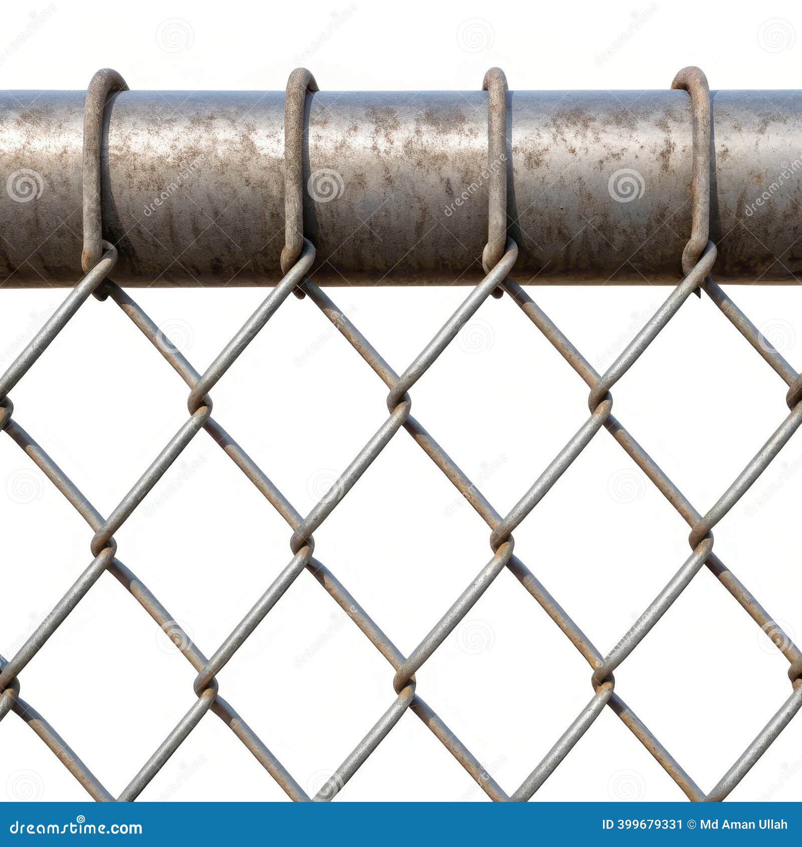 Close-up of a Weathered Metal Chain-link Fence Top Rail and Diamond Pattern  Netting Transparent Background Stock Image - Illustration of netting, link:  399679331