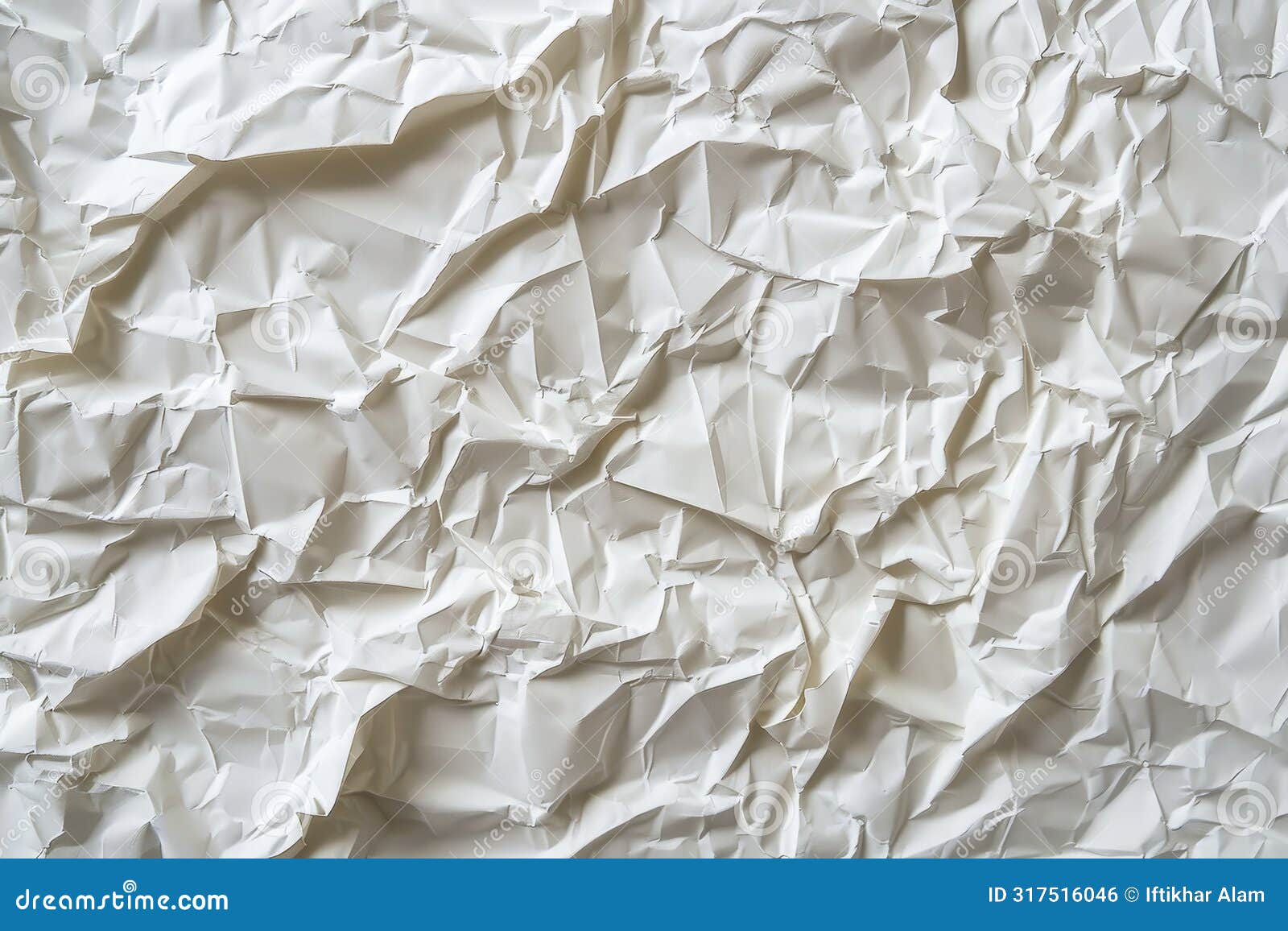 detailed view of a white paper with deep wrinkles and creases, close-up shot, a crumpled paper texture with deep wrinkles and