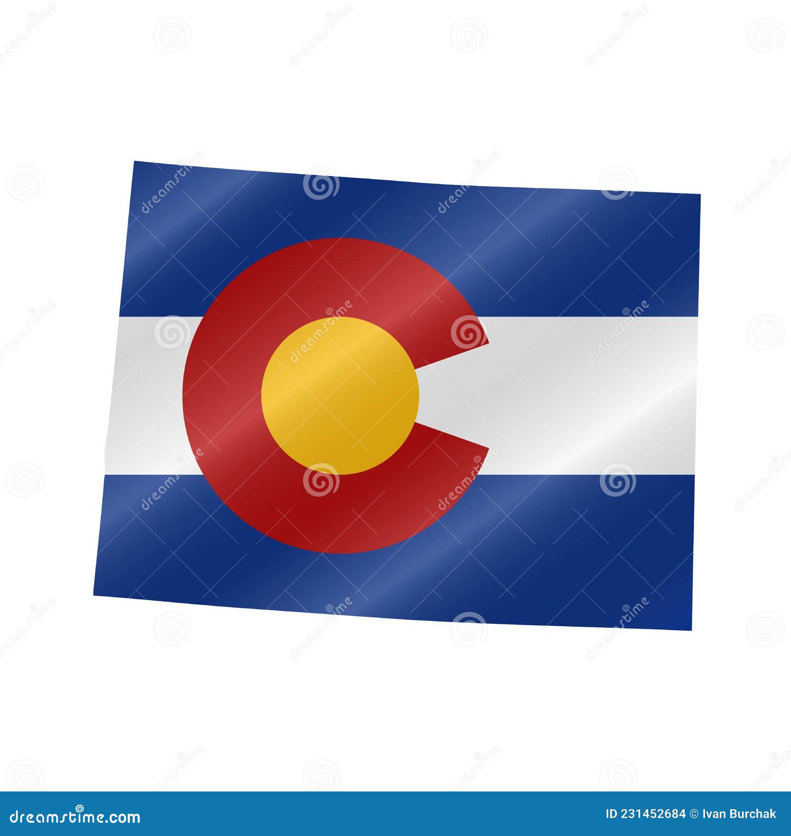 Waving Flag Map of Colorado. Vector Illustration Stock Vector