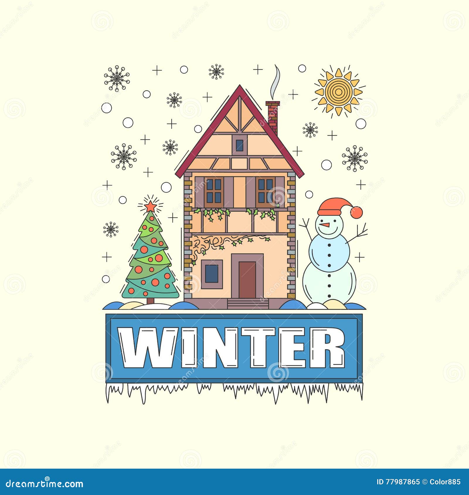 Download Detailed Winter House On Snowy Background. Stock Vector ...