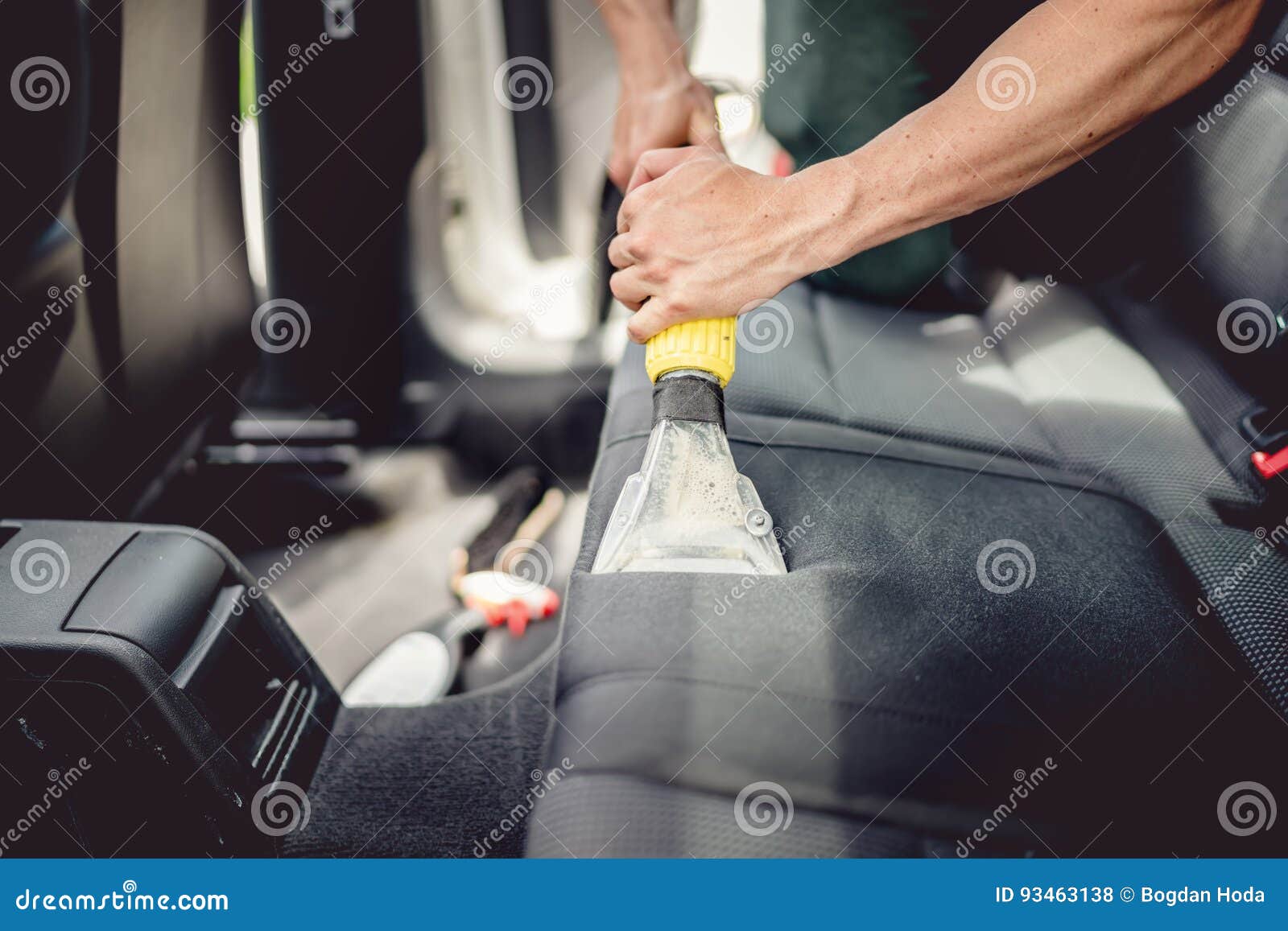 Detailing and Car Care Concept - Professional Using Steam Vacuum for  Draining Stains Stock Photo - Image of cleaner, auto: 93463138