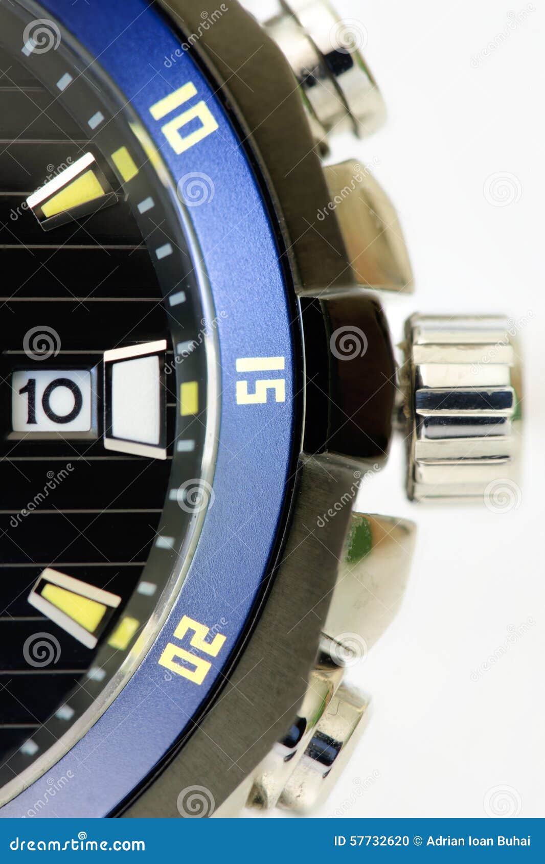 Details of a Black and Blue Men S Watch Isolated Stock Photo Image of