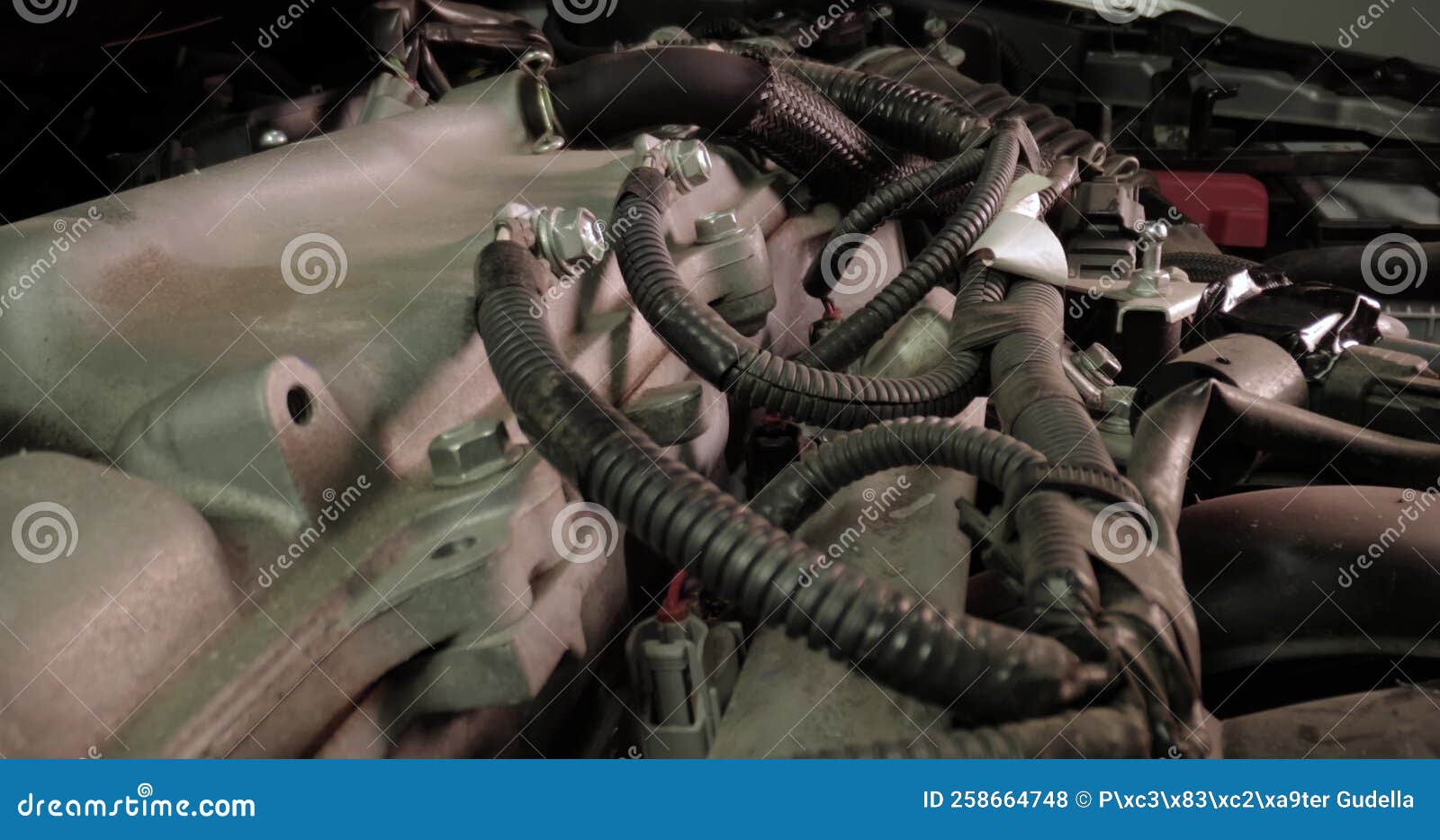 Car Engine Bay Probe Lens Slider Motion Stock Footage Video of